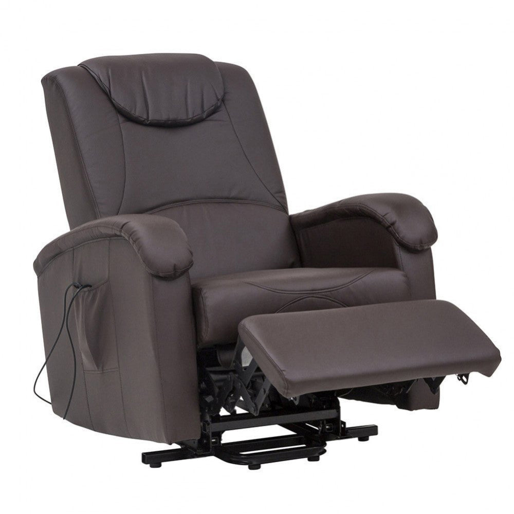 Poltrona Relax Elettrica Massaggiante 72x95/182x106/145 h cm in Similpelle Marrone...
