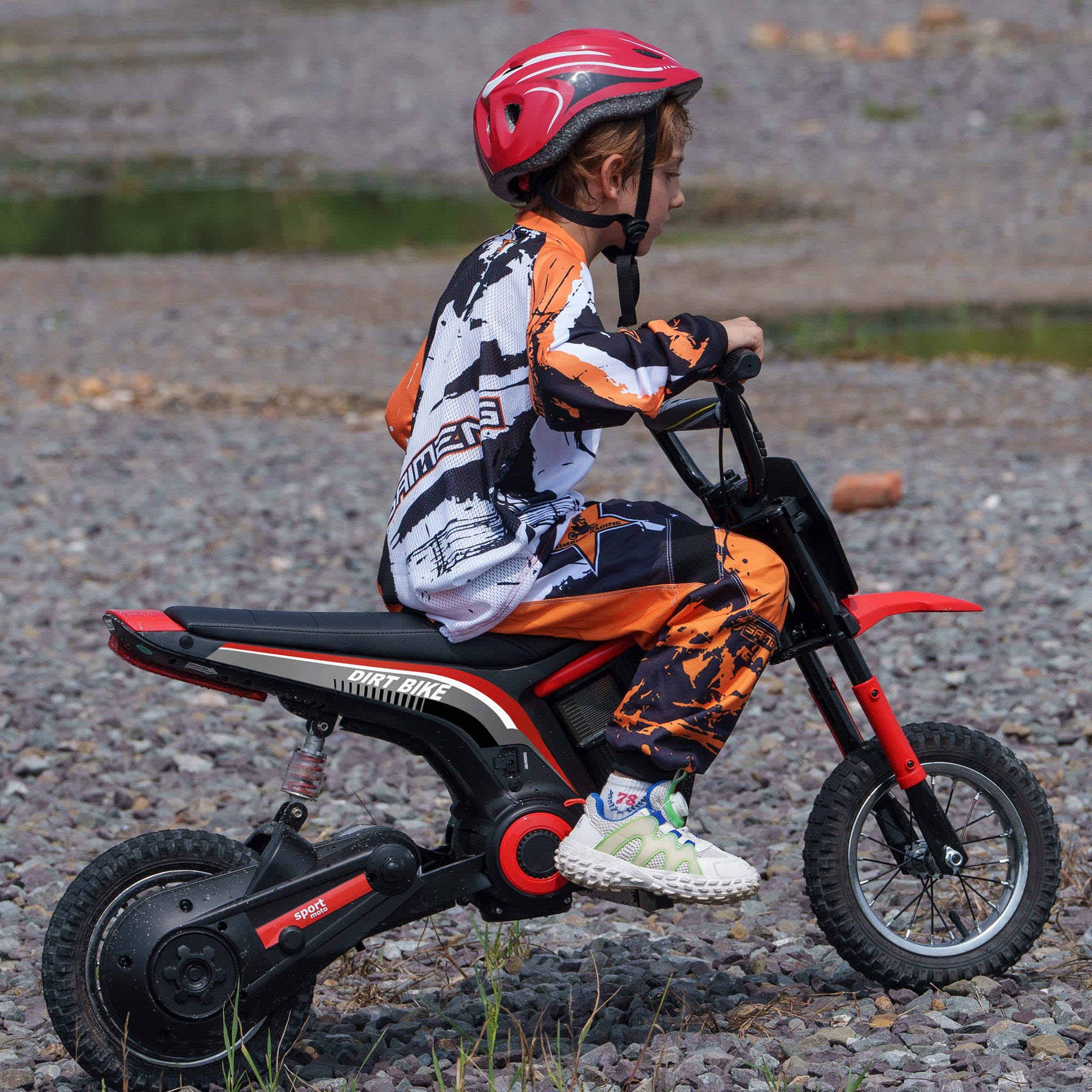 Moto Elettrica per Bambini con Acceleratore Manuale 2 Velocità 8-16km/h Rosso...