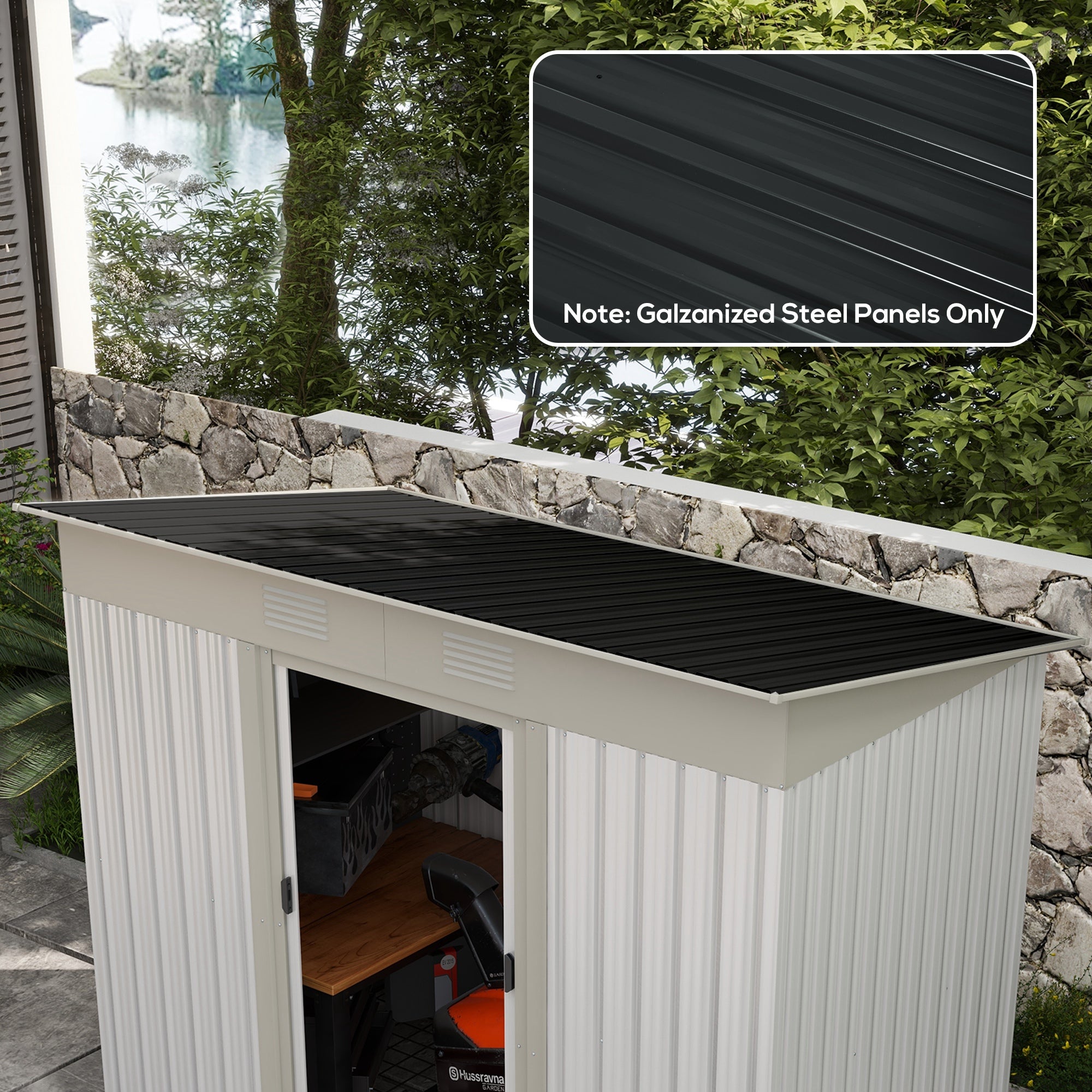 Set 12 Pannelli di Ricambio per Casette da Giardino 129x45 cm in Acciaio Zincato Grigio Scuro...