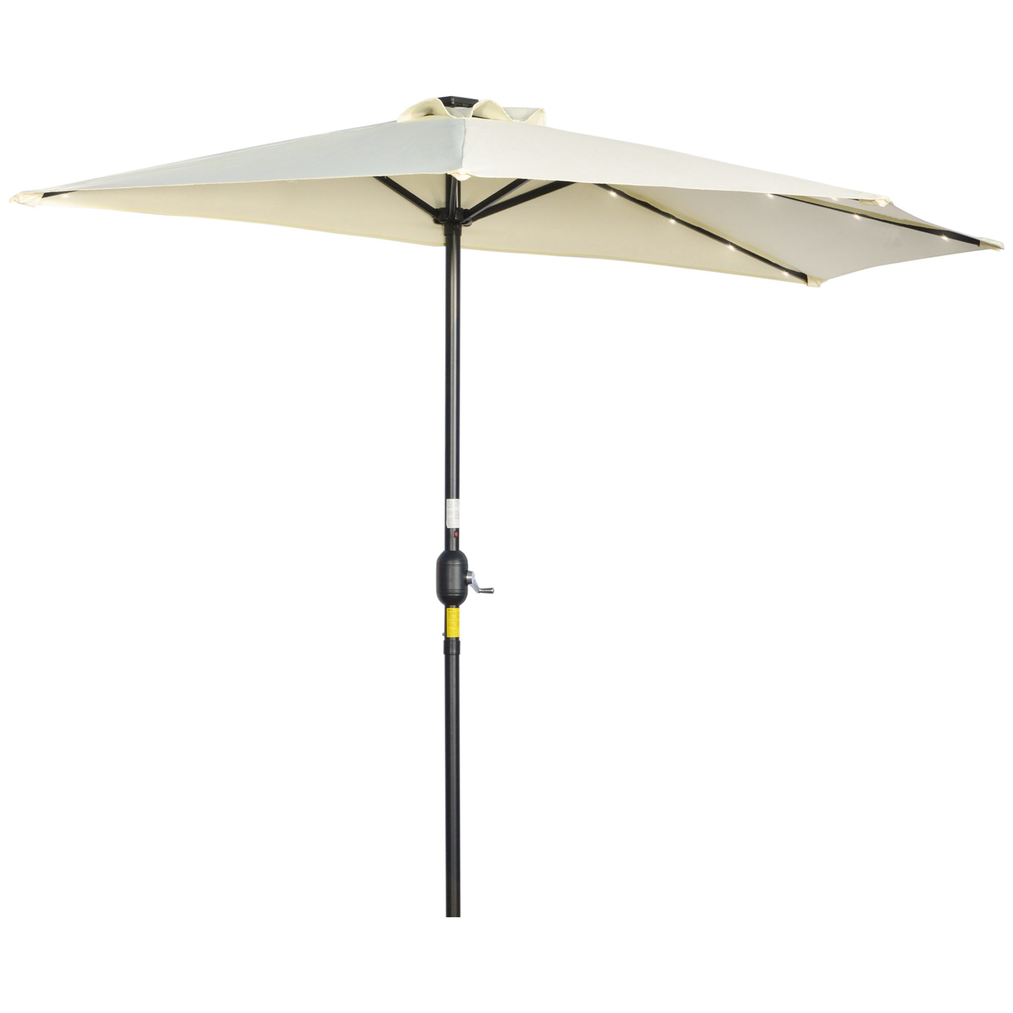 Image of Ombrellone Semicircolare 265x135x240 cm con 20 Luci LED e Pannello Solare Beige