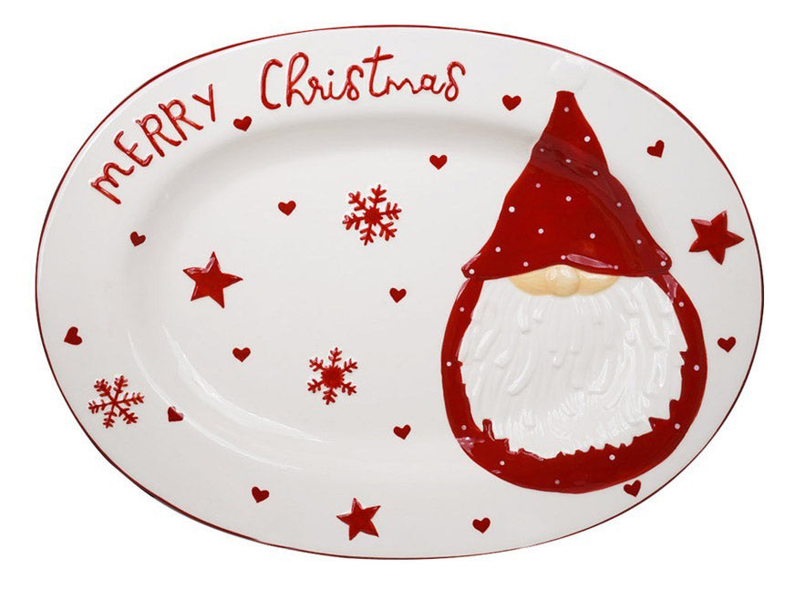 Piatto Ovale Natalizio 40x30 cm Merry Christmas...