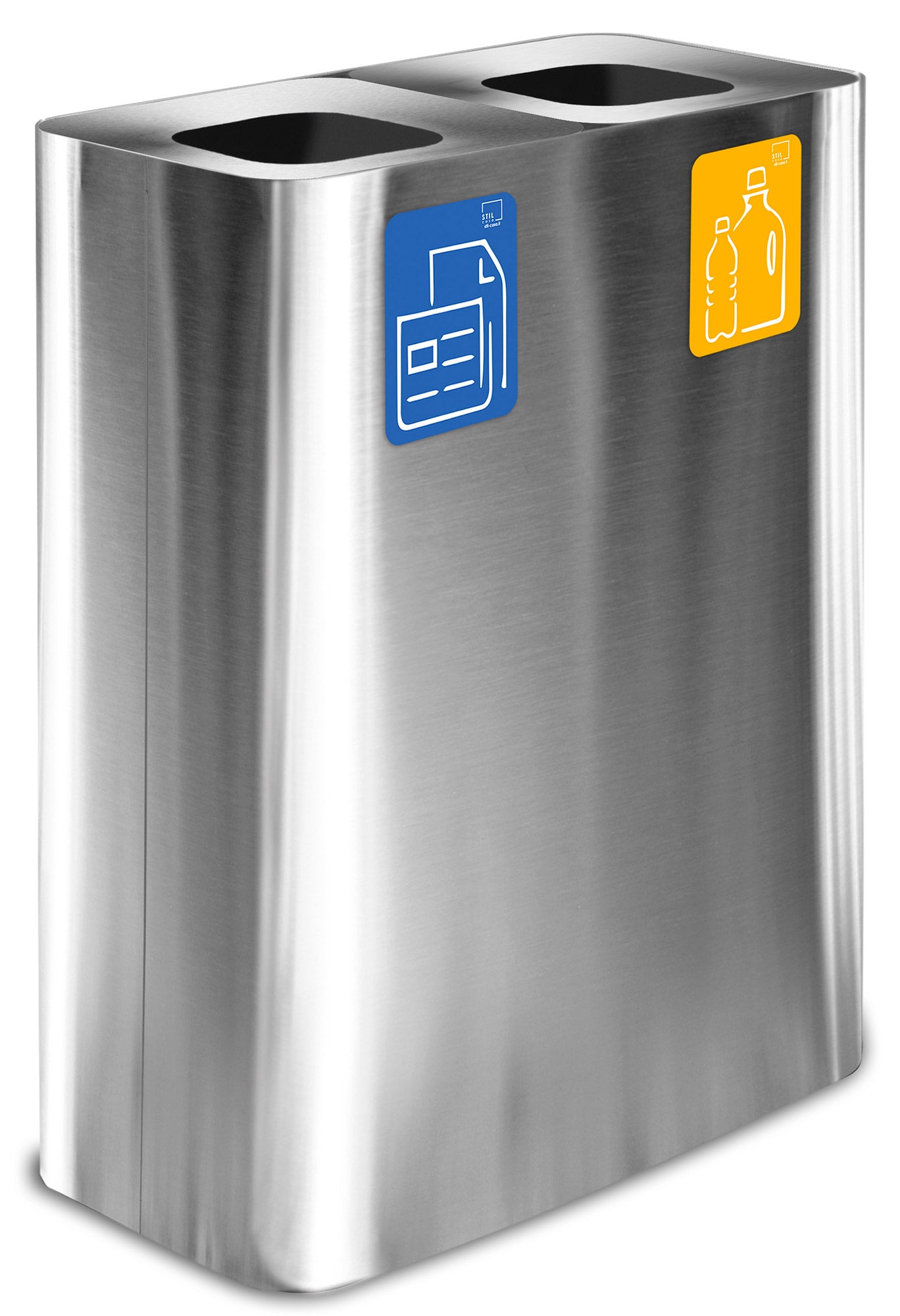 Pattumiera Sistema di Raccolta Rifiuti 60x30xh80 cm In Acciaio Inox Doppio Scomparto Argento...