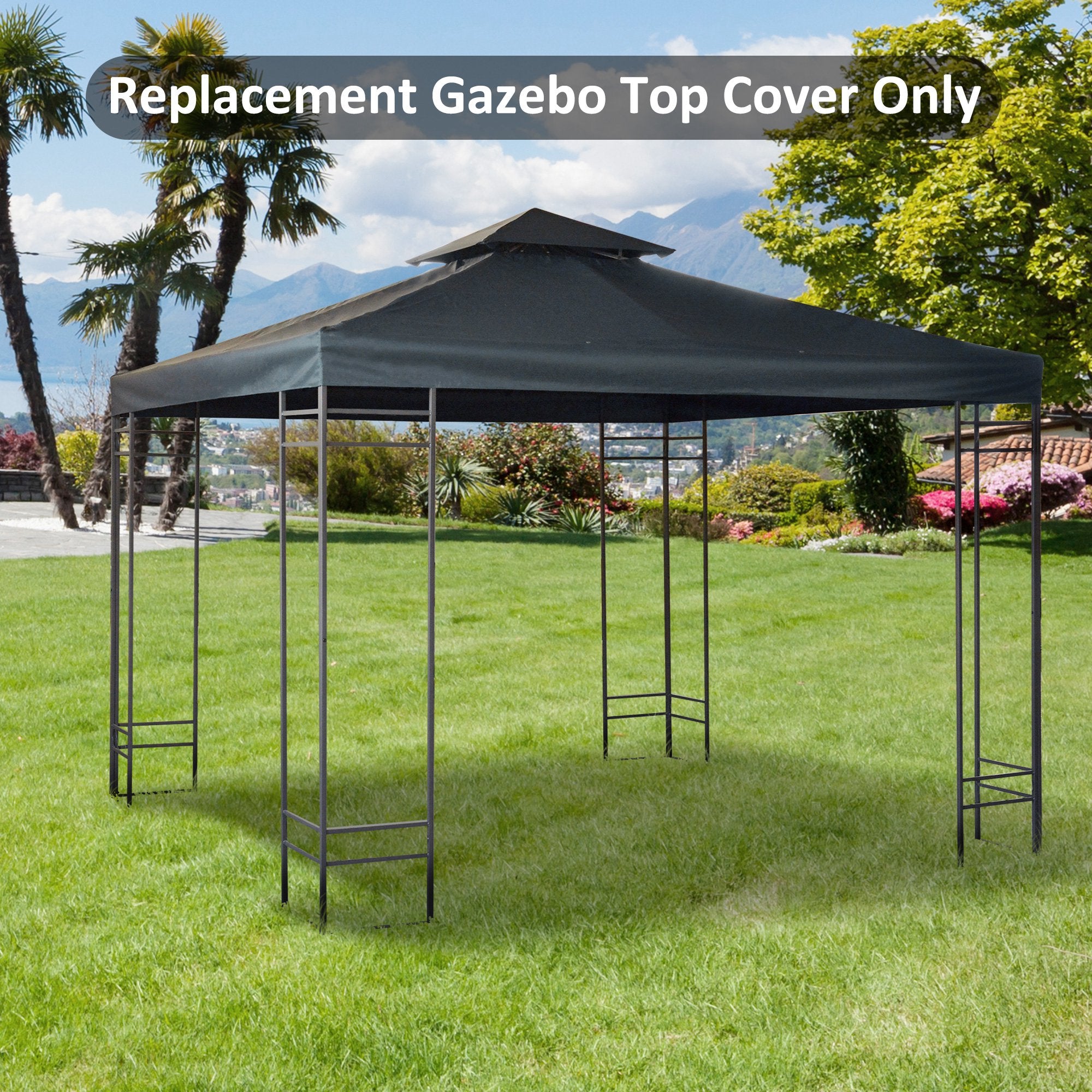 Tetto di Ricambio per Gazebo 3x3m a 2 Livelli e Resistente ai Raggi UV Grigio Antracite...