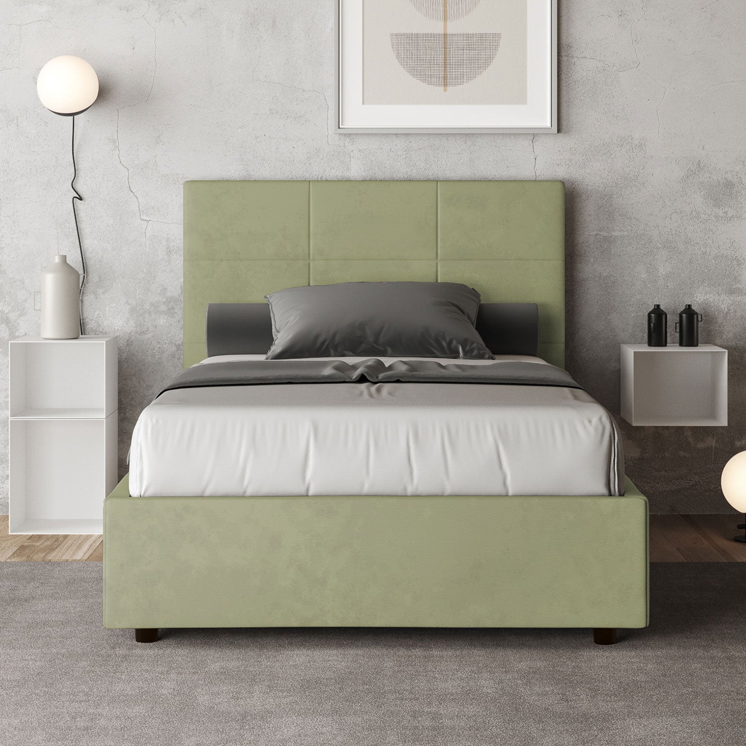 Letto 1 Piazza e Mezzo 120x200 cm Senza Rete Mika Tè verde...
