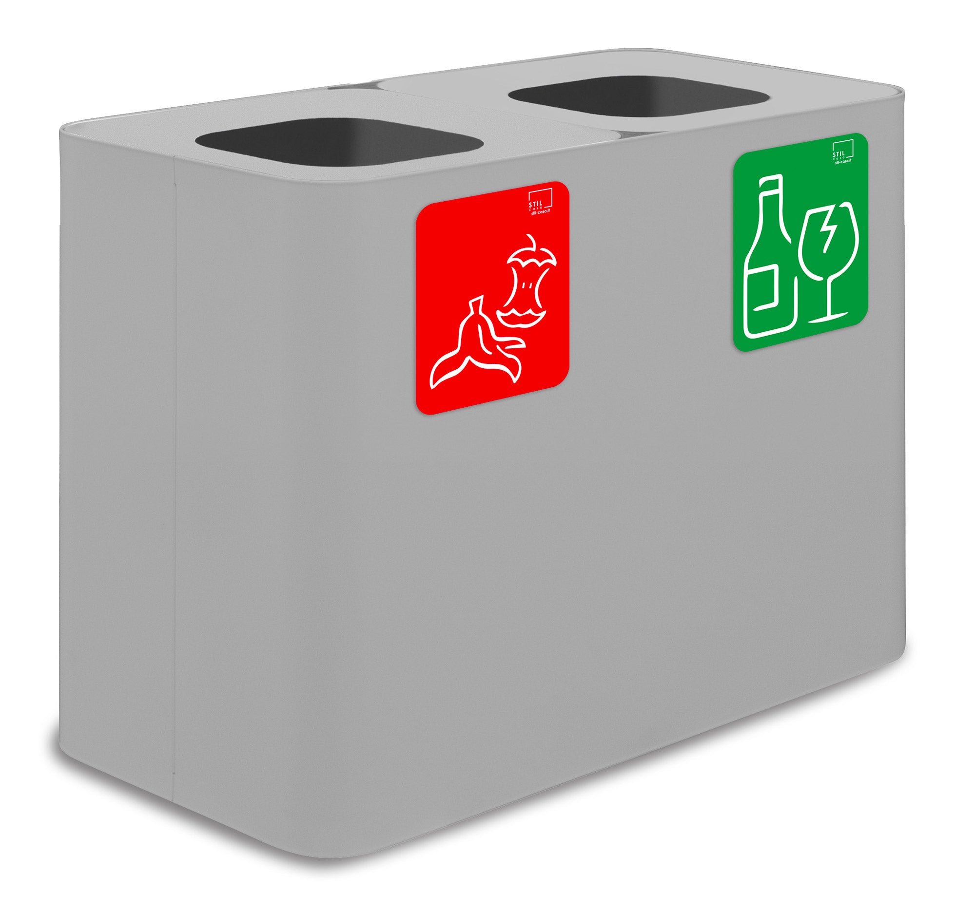 Pattumiera Sistema di Raccolta Rifiuti 77x38xh50 cm In Acciaio Verniciato 2 Scomparti Bianco...