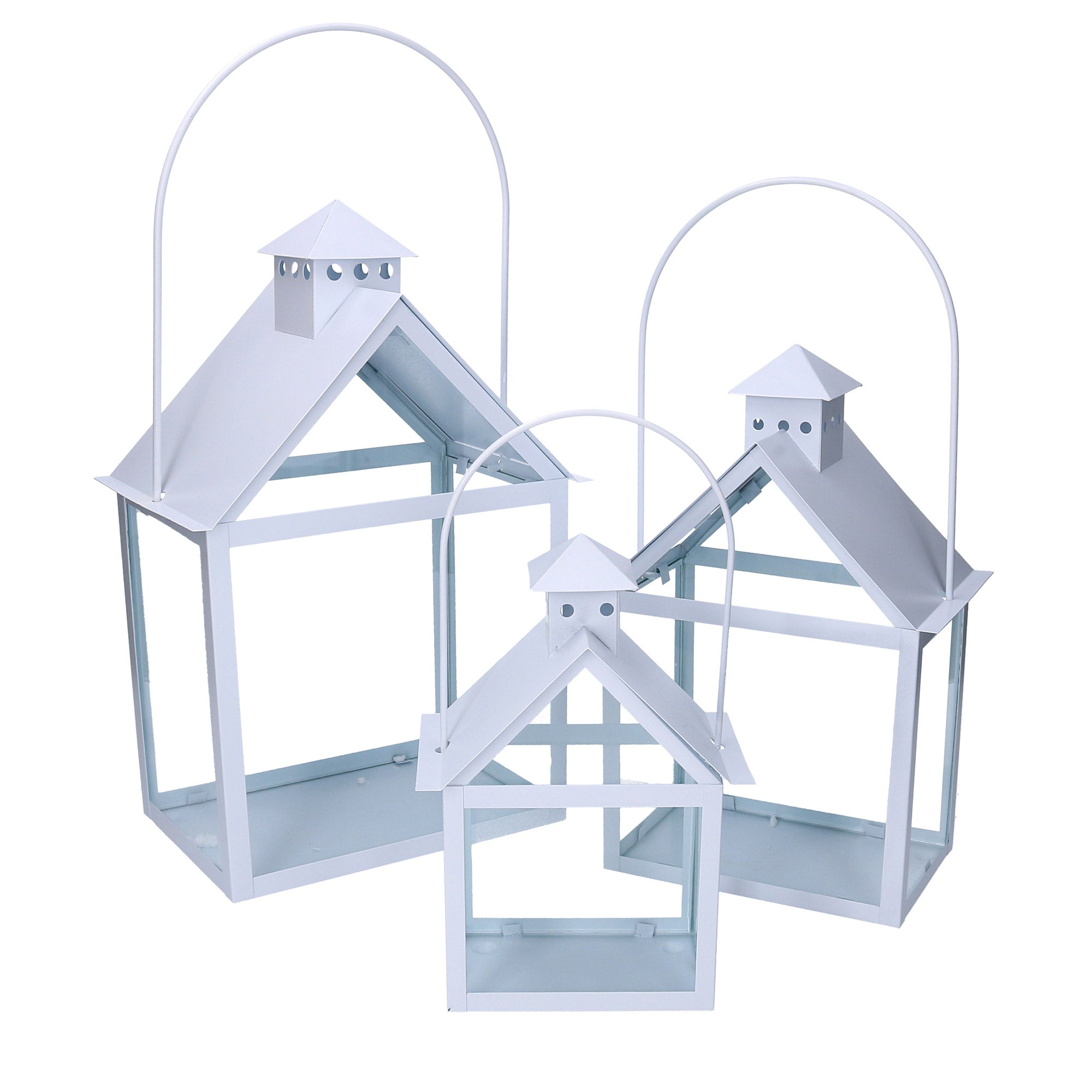 Image of Set 3 Lanterna in metallo bianco