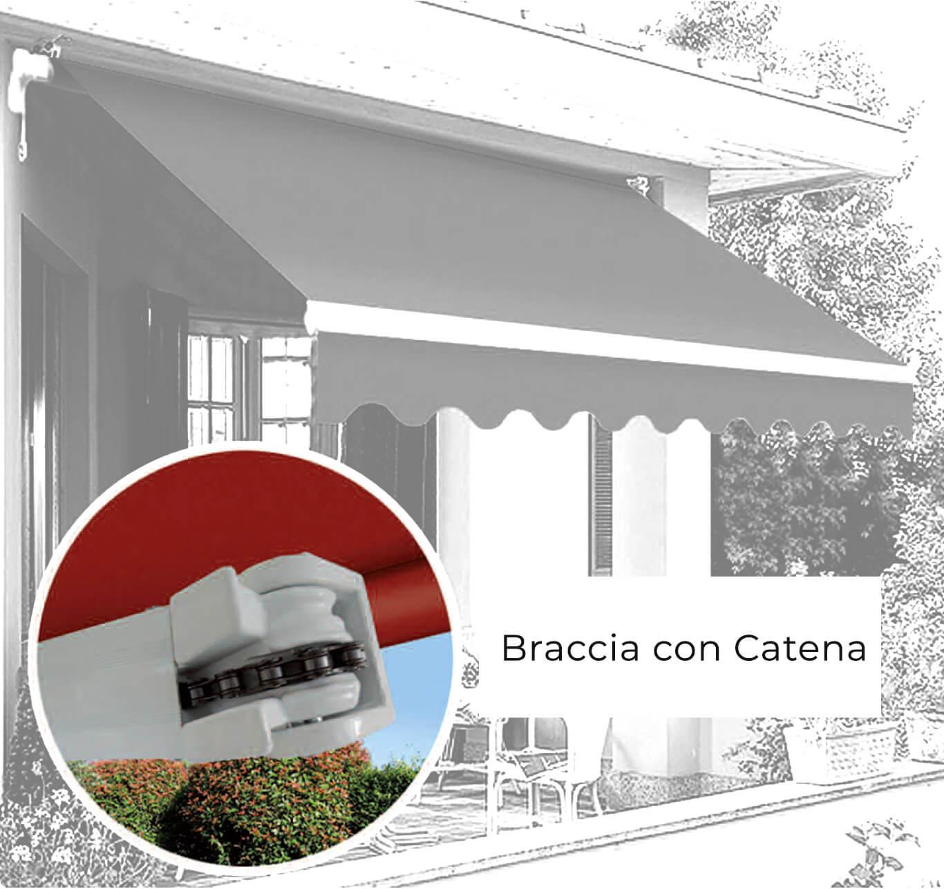 Tenda da Sole Barra Quadra 400x300 cm Tessuto in Acrilico Masi Riga Bordeaux