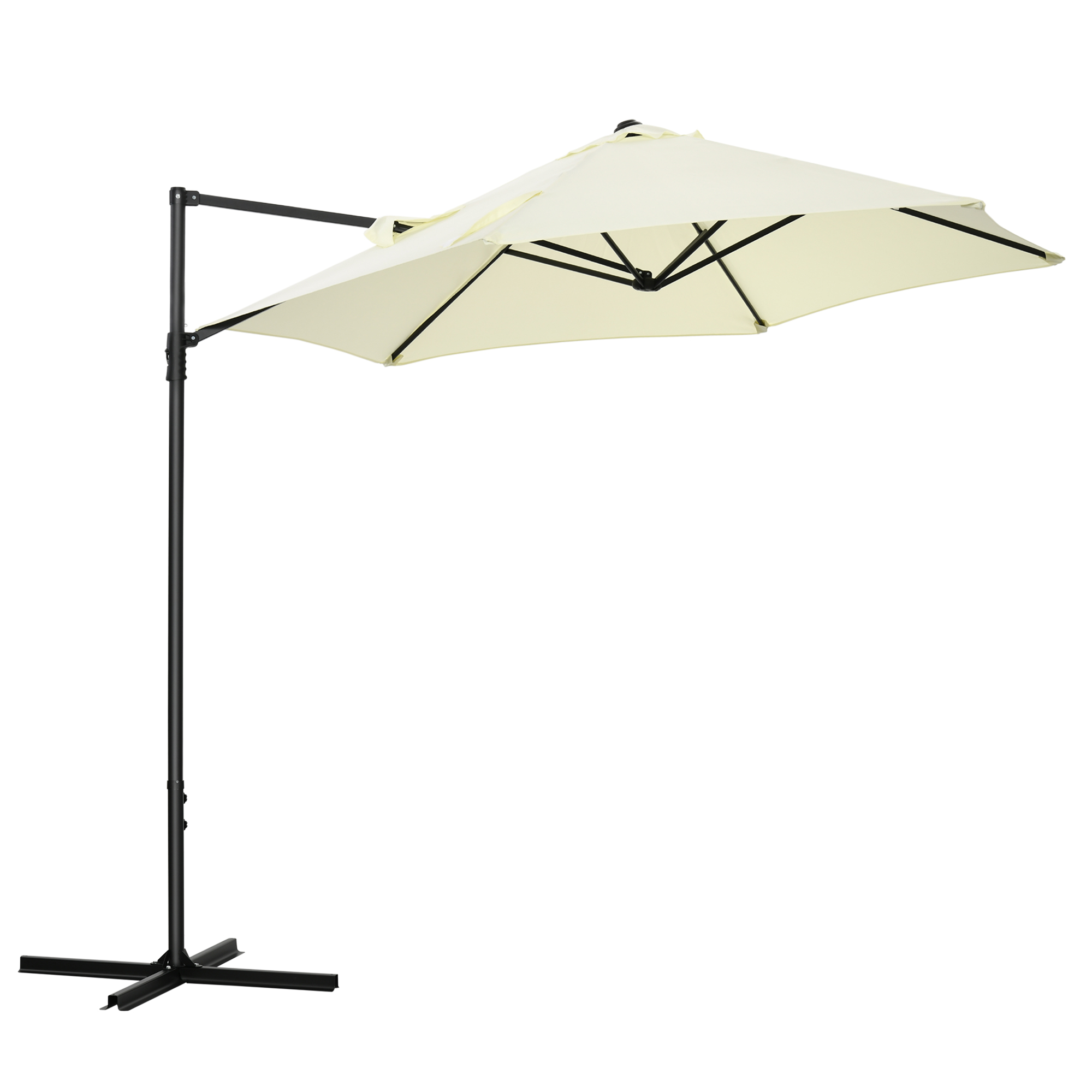 Ombrellone da Giardino a Sbalzo Ø256x245 cm con Rotazione a 360 Beige