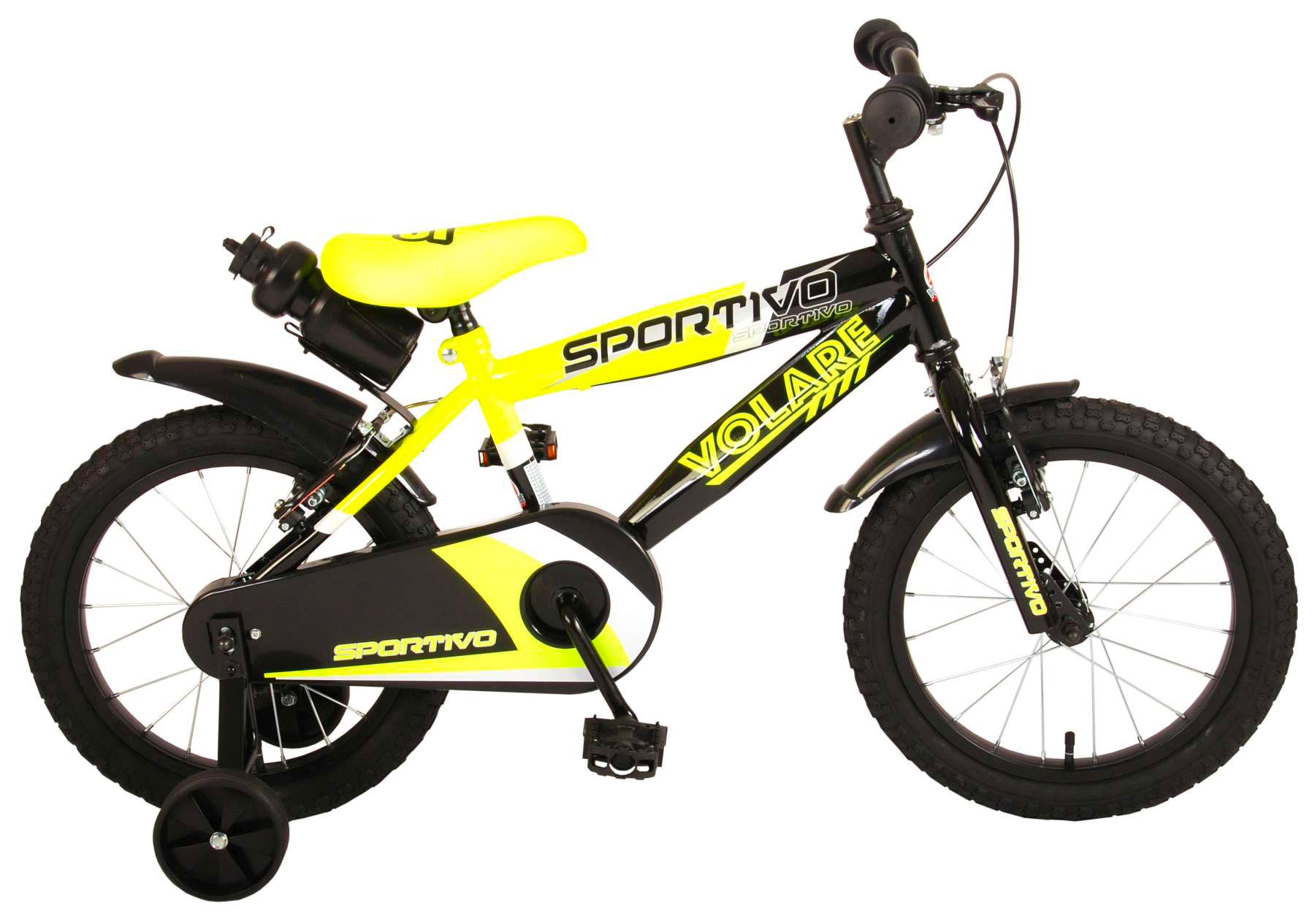 Bicicletta per Bambino 16" 2 Freni Sportivo Giallo Neon e Nero