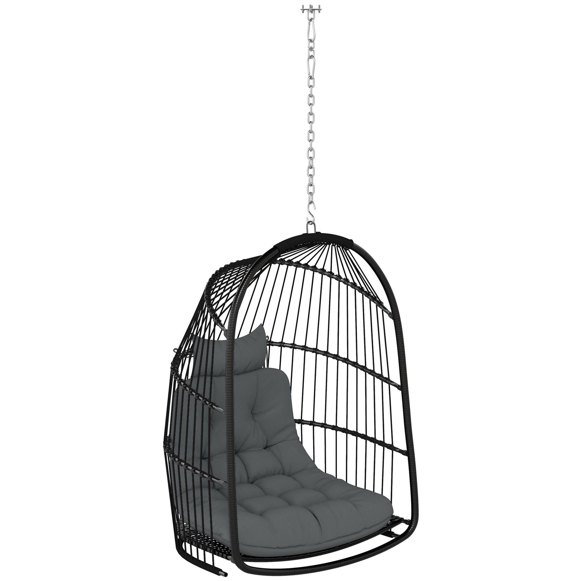 Amaca Poltrona Sospesa a Dondolo Pieghevole 74x68x105A cm da Interno ed Esterno Grigio Scuro