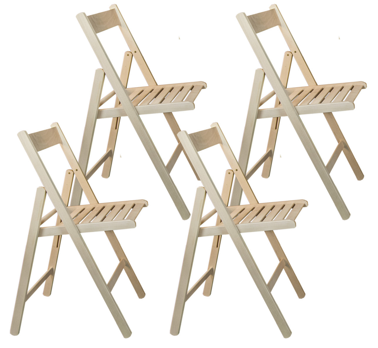 Image of Set 4 Sedie Pieghevole 47,5x42,5x45/79 cm in Legno di Faggio FSC Grezza