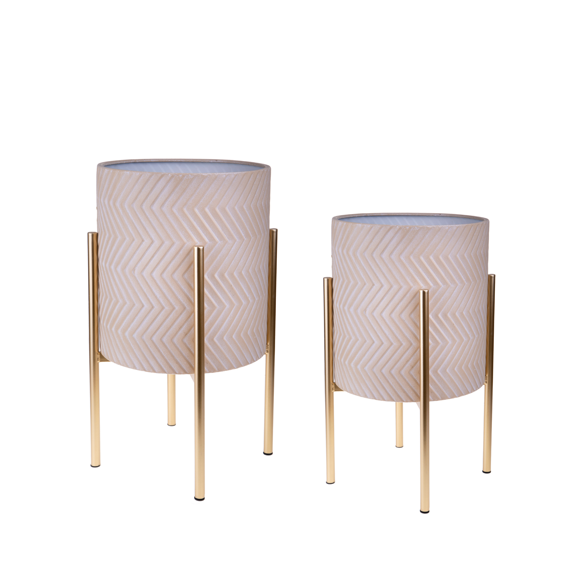 Set 2 Vasi in Ferro con Piedistalli Ø31x58 cm e Ø25x48 cm