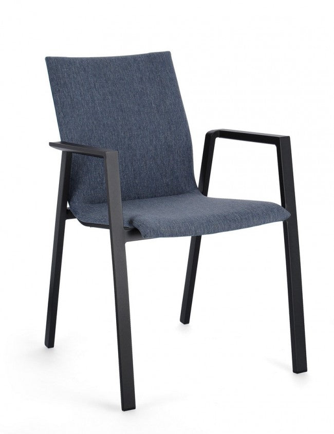 Set 4 Sedie da Giardino 55,5x60x83h cm con Braccioli Odeon Antracite Denim...