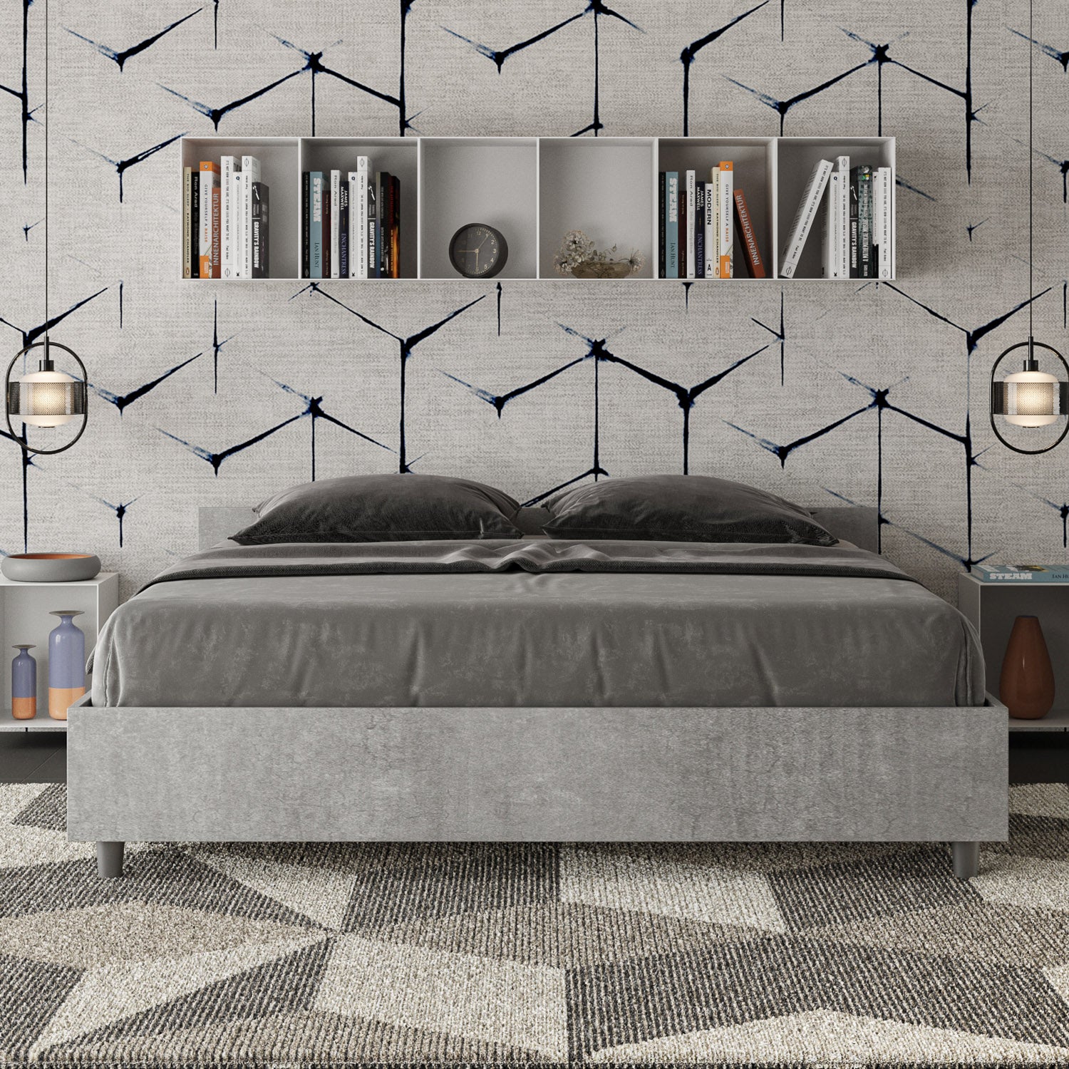 Letto Matrimoniale 160x200 cm Senza Rete Nuamo Grigio...