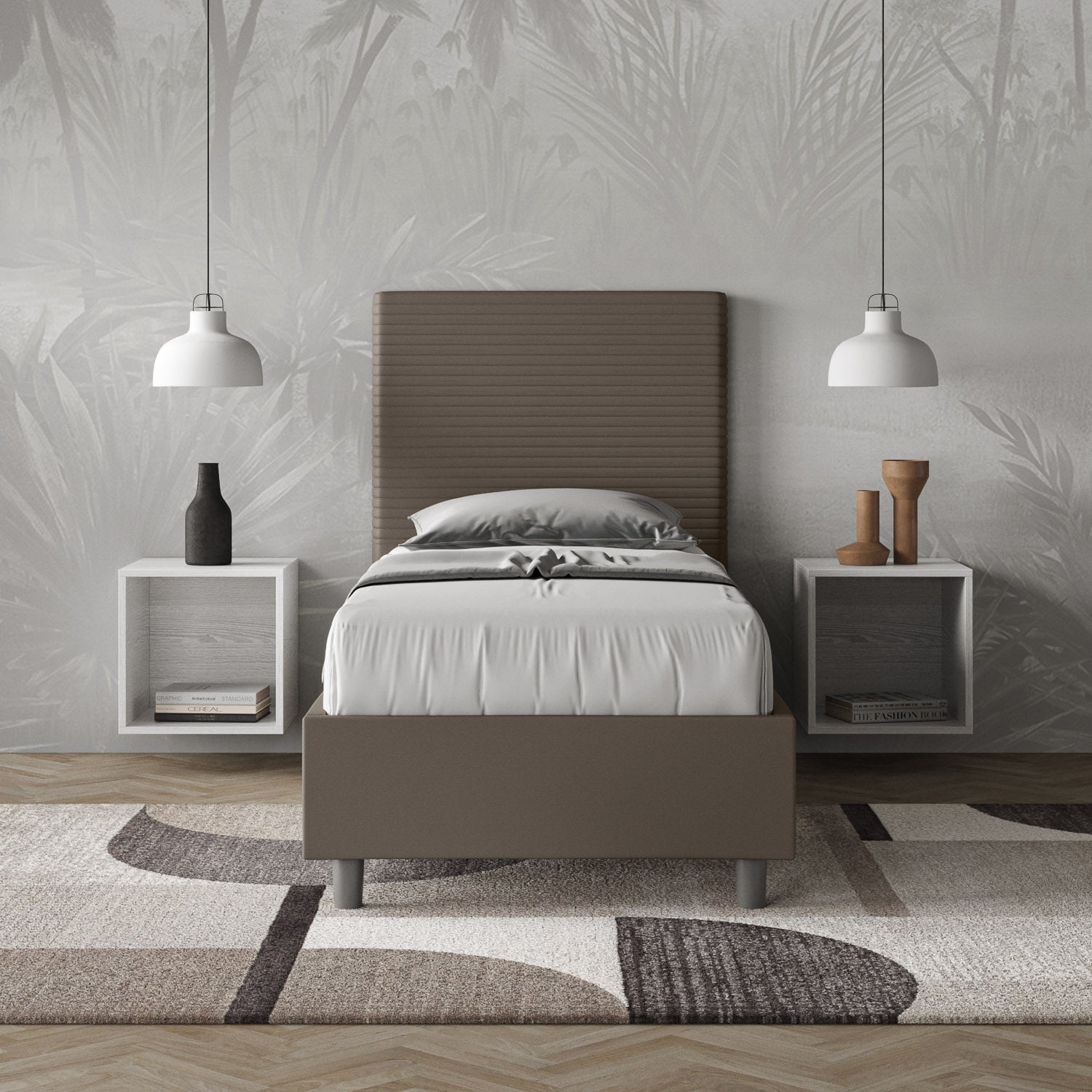 Letto Singolo 80x190 cm con Rete Focus Cappuccino...