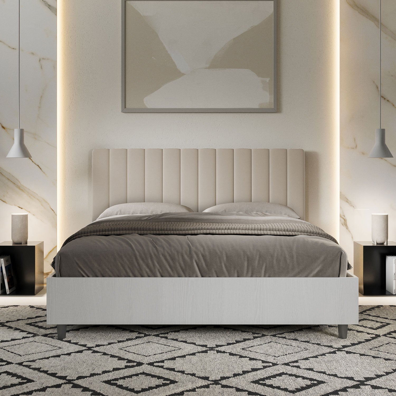 Letto Matrimoniale 160x200 cm Senza Rete Kaia Tortora...