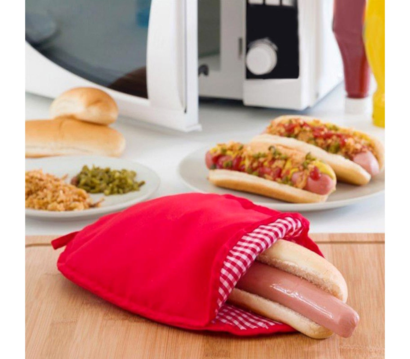 Sacco Cuoci Hot Dog per microonde 28x19 cm in Materiale Atossico Rosso...