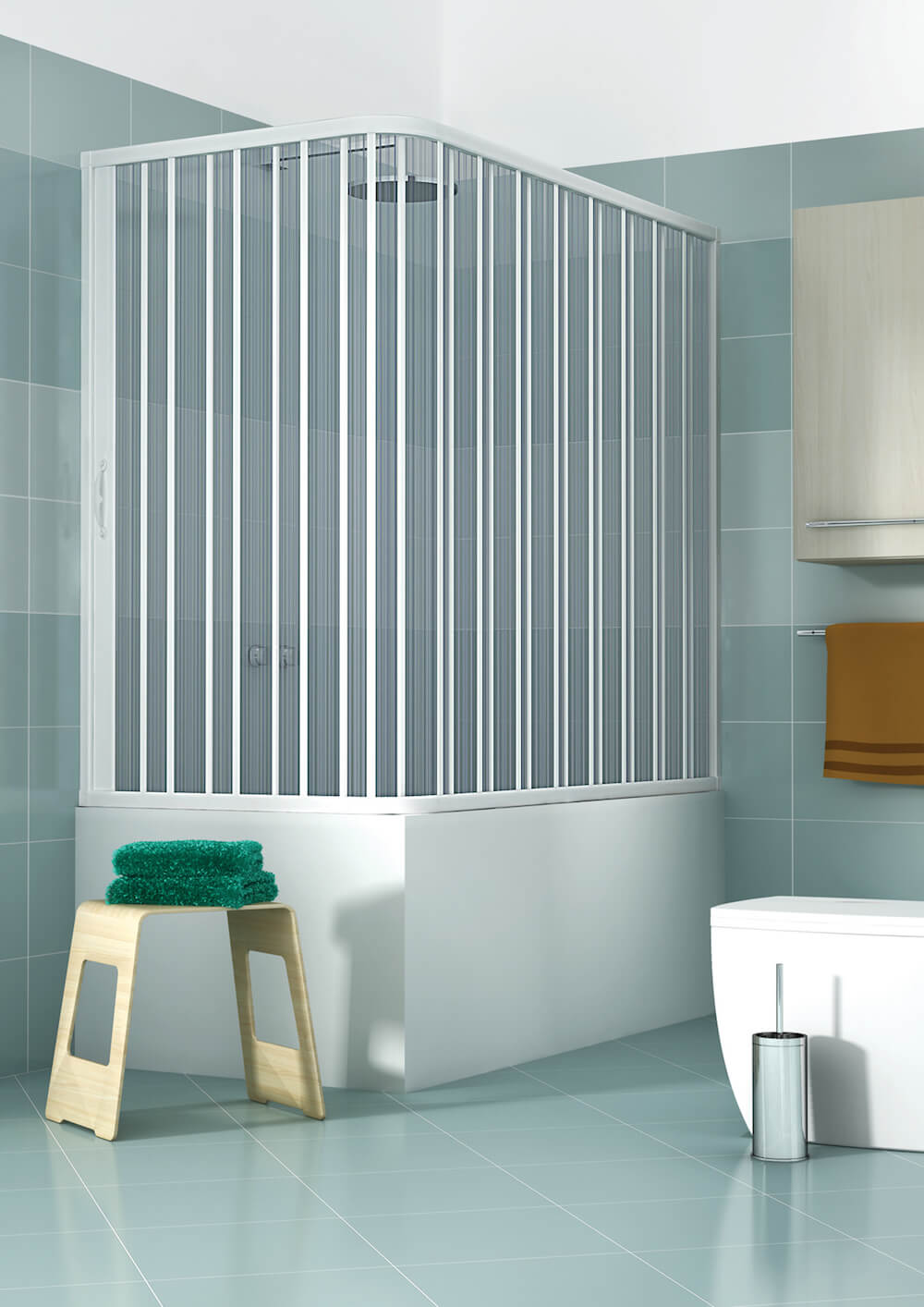 Sopravasca Angolare 70x170 cm 1 Anta a Soffietto in PVC H150 Caldoni Komet Bianco...