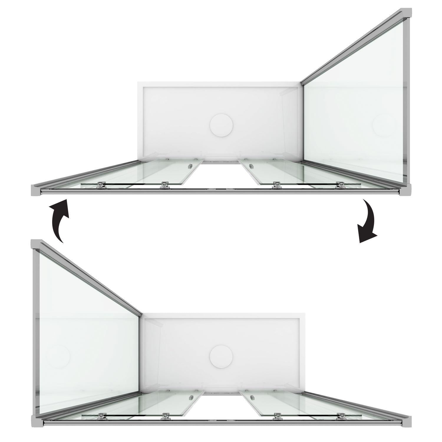Box Doccia Angolare 90x180 cm 2 Ante Scorrevoli in Cristallo Opaco 6mm H198 Fosterberg Viborg Duo...