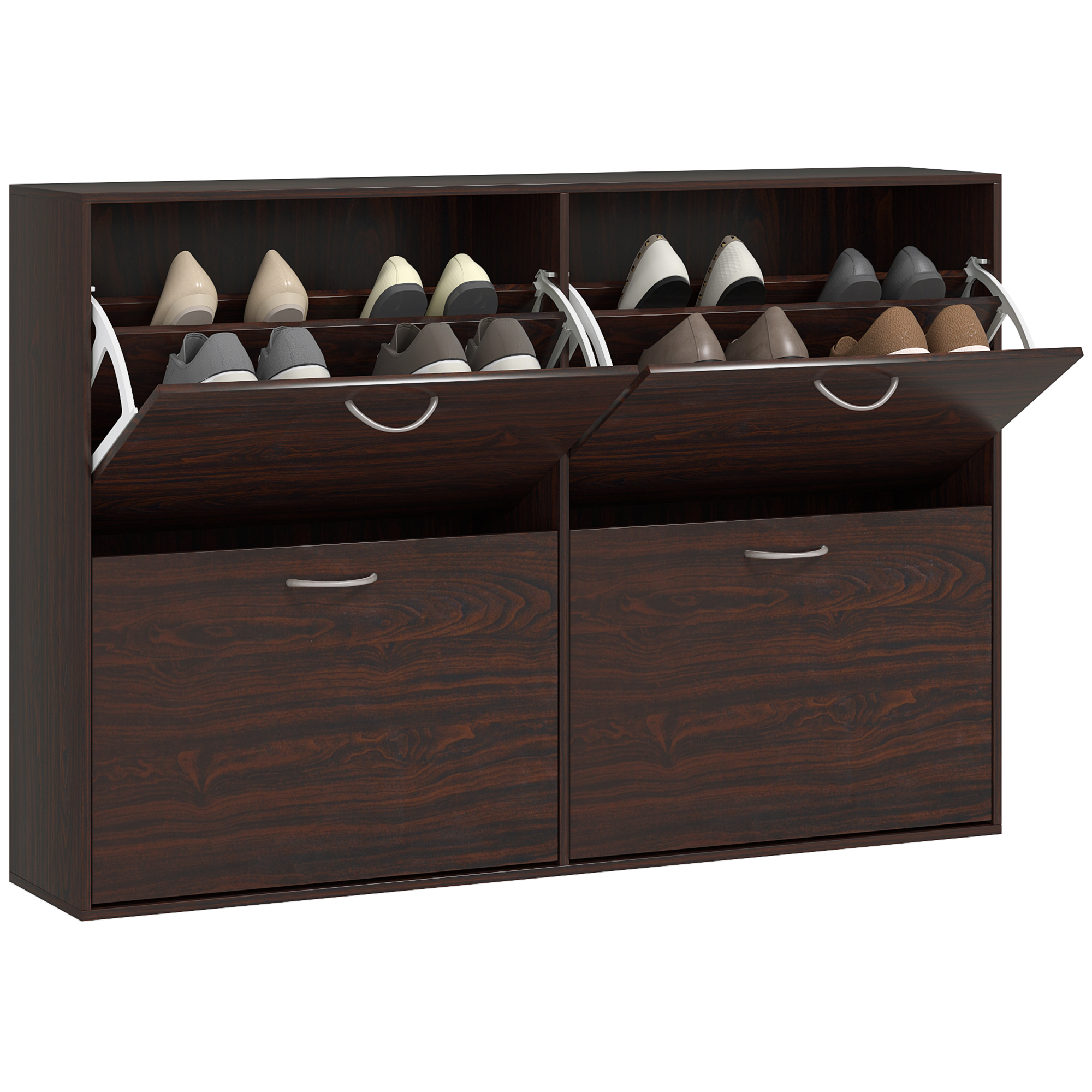 Scarpiera Salvaspazio con 4 Cassetti da 24 Paia 120x24x81 cm in Legno Marrone