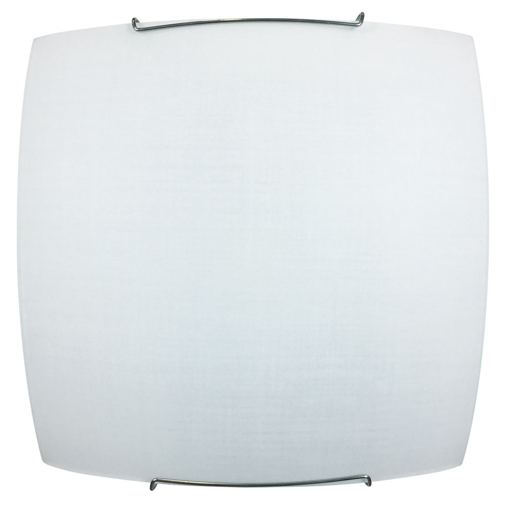 Image of Plafoniera 2xE27 Ganci Cromo Vetro Lastra Serigrafato Tessuto Bianco E-Energy Rachele