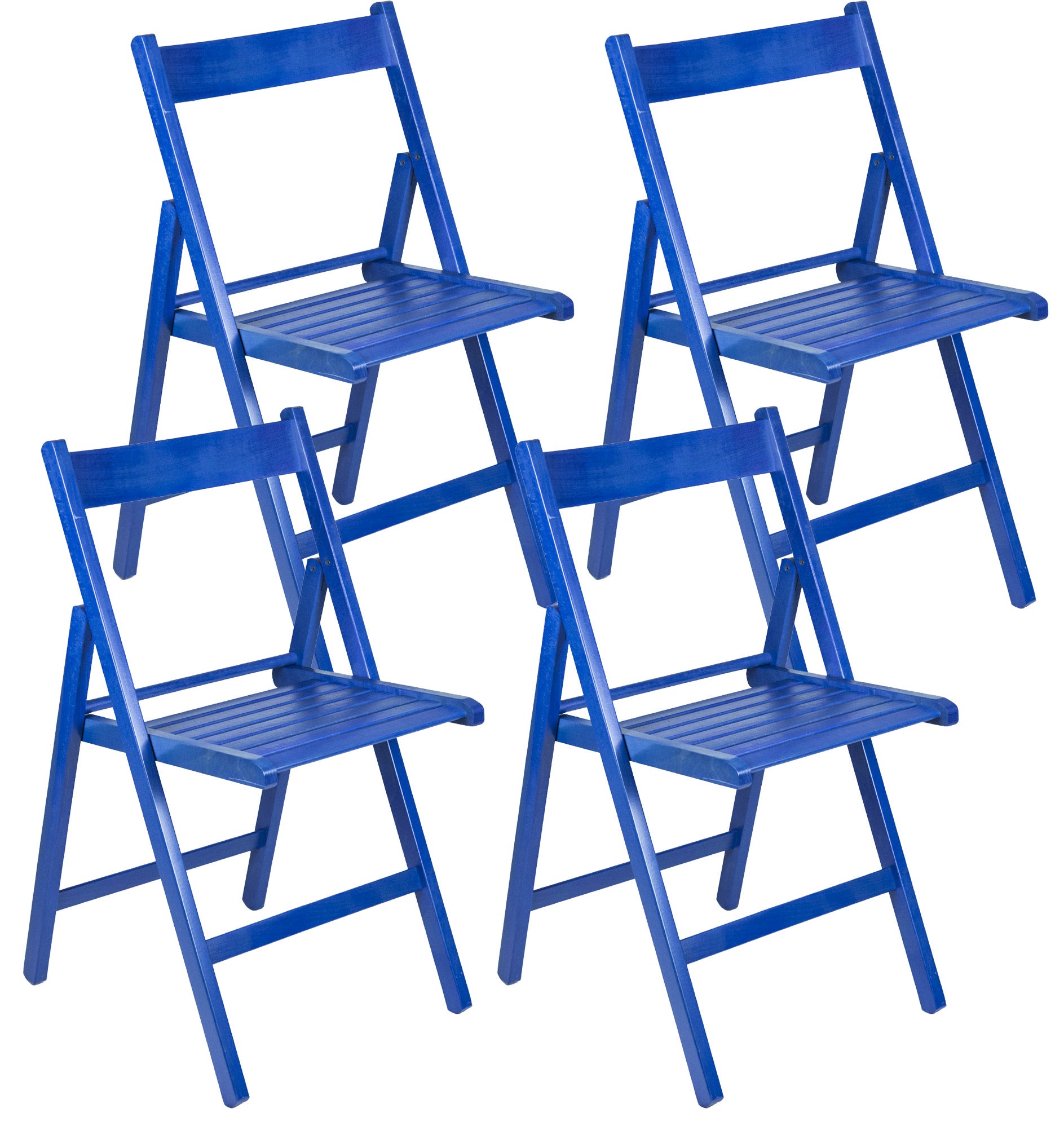 Image of Set 4 Sedie Pieghevole 47,5x42,5x45/79 cm in Legno di Faggio FSC Blu