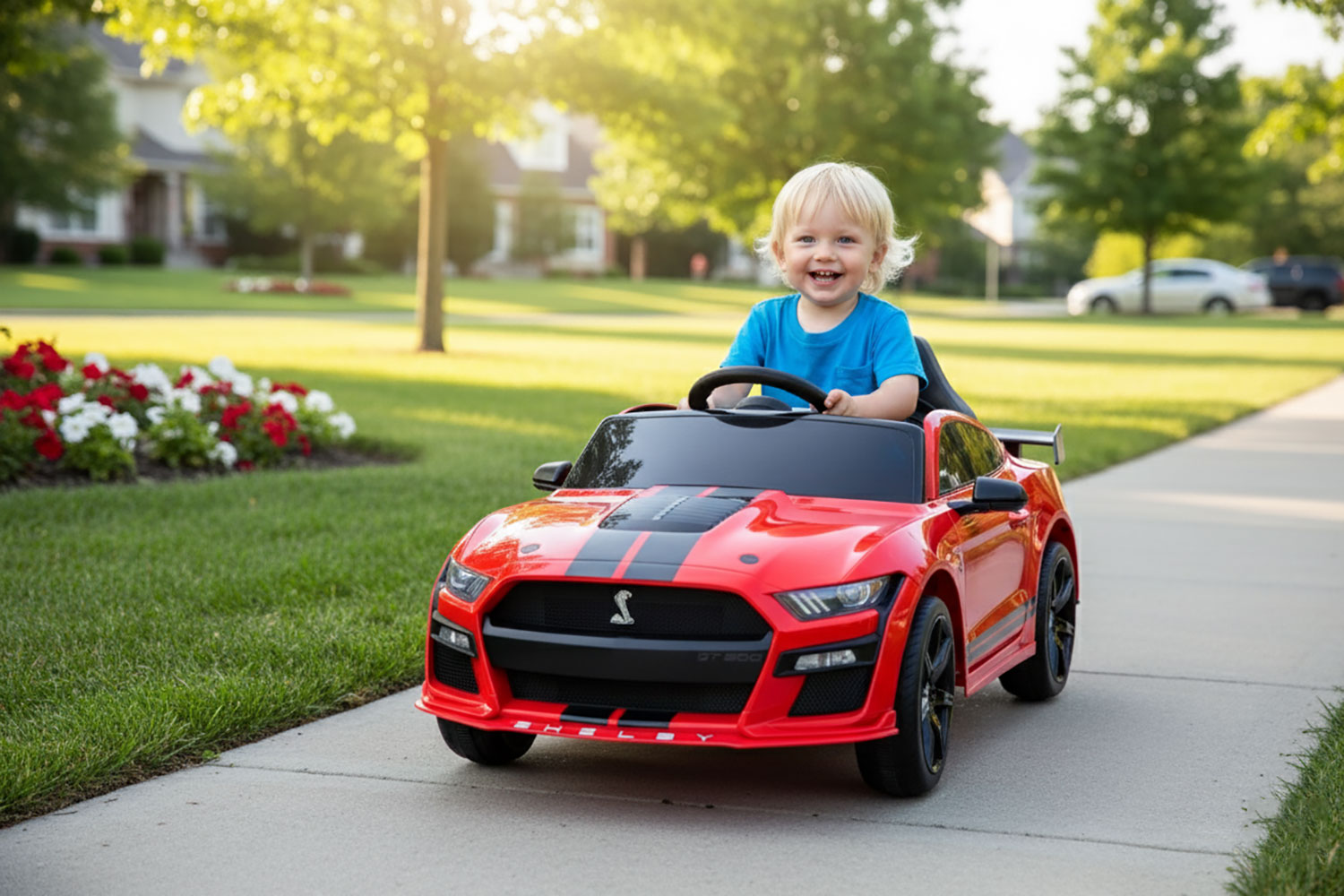 Macchina Elettrica per Bambini Licenza Ufficiale Ford Mustang Shelby Telecomandata 10,8V 3,1Ah Rosso...