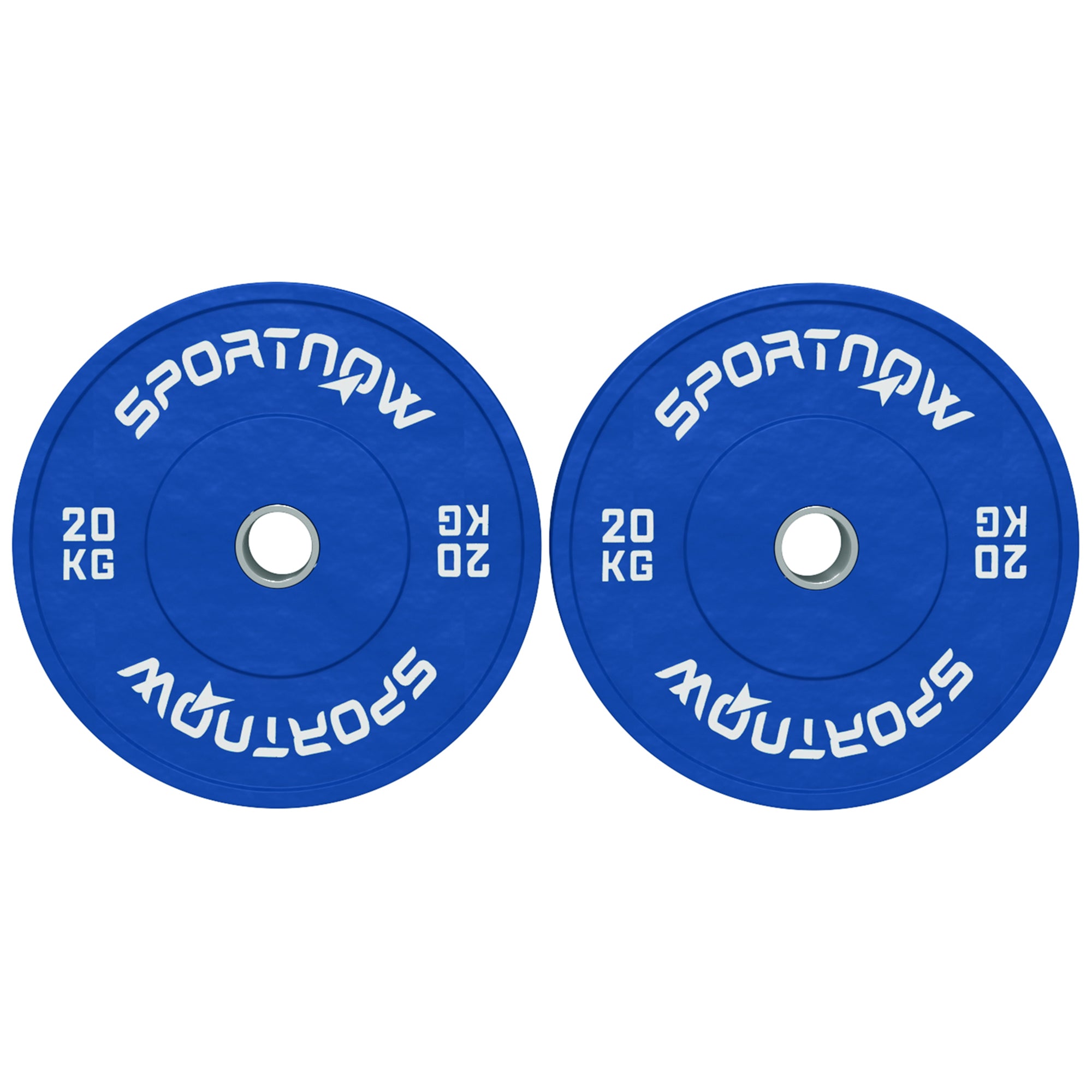 Image of Set 2 Dischi Pesi da 20kg in Gomma con Foro da 2&quot;/5 cm per Manubri e Bilancieri Blu