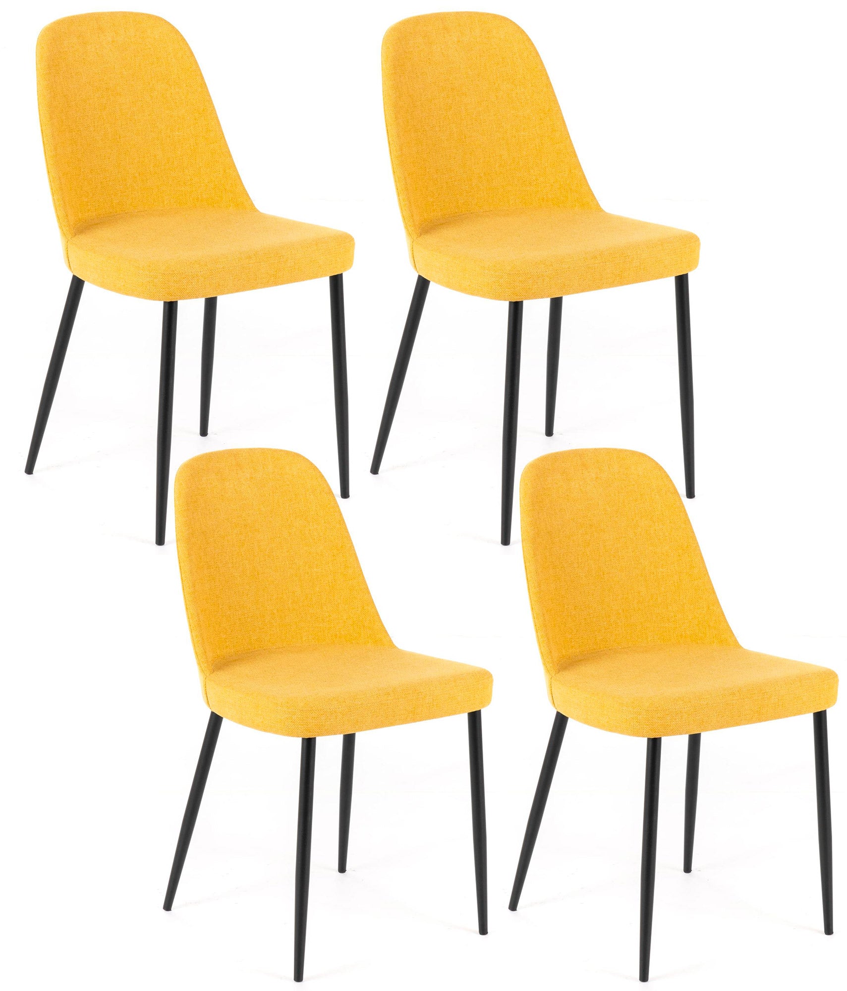 Image of Set 4 Sedie 55x46xH85 cm in Tessuto Tamara Giallo