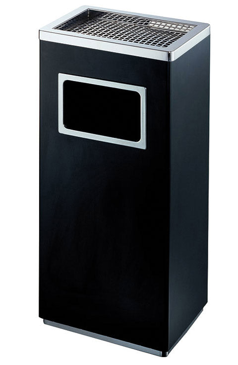 Image of Cestino Gettacarte Posacenere 32x60,4x24,1 cm in Metallo Nero Opaco 16L per Interno Esterno