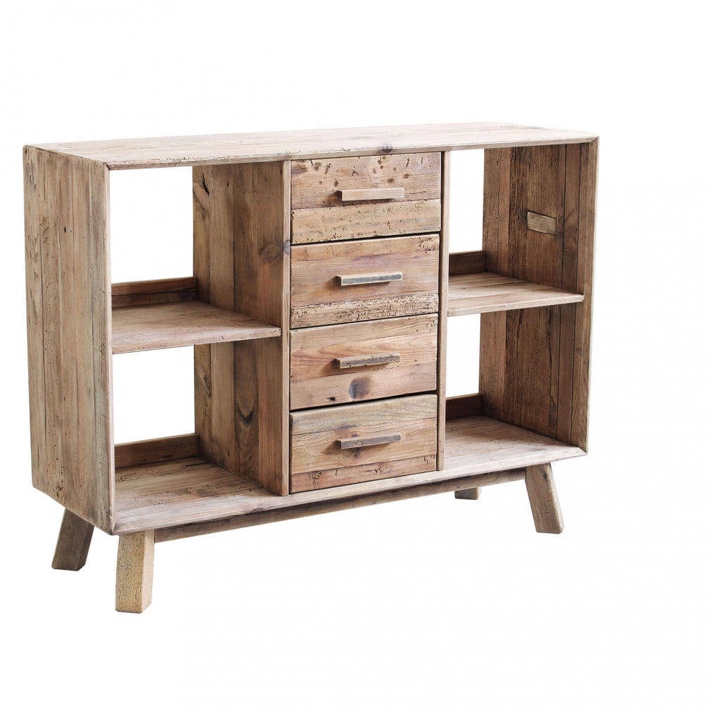 Credenza Adam 120x40x90 h cm in Pino riciclato Marrone