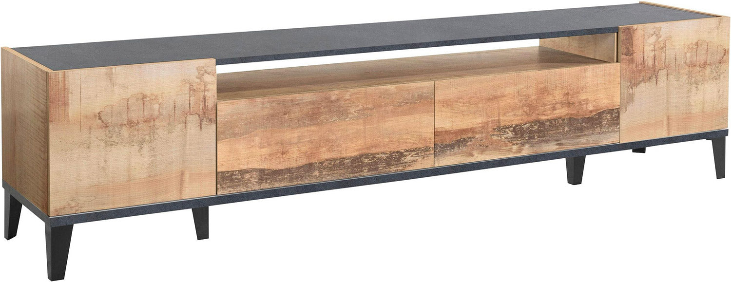 Mobile TV 2 Ante 2 Cassetti 200x40x47 cm Sunrise Acero Pereira e Ardesia