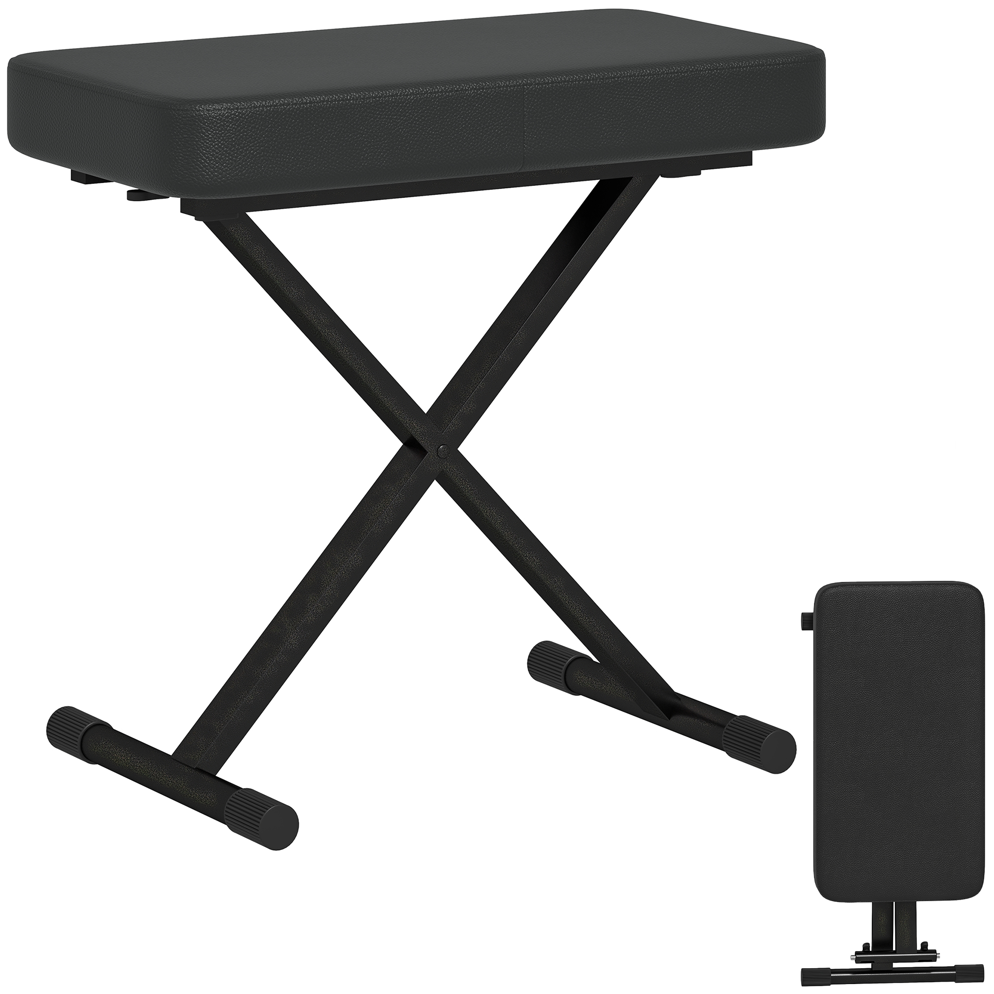 Sgabello per Pianoforte Pieghevole e Regolabile 60x32x53-63 cm in Pelle PU Nero