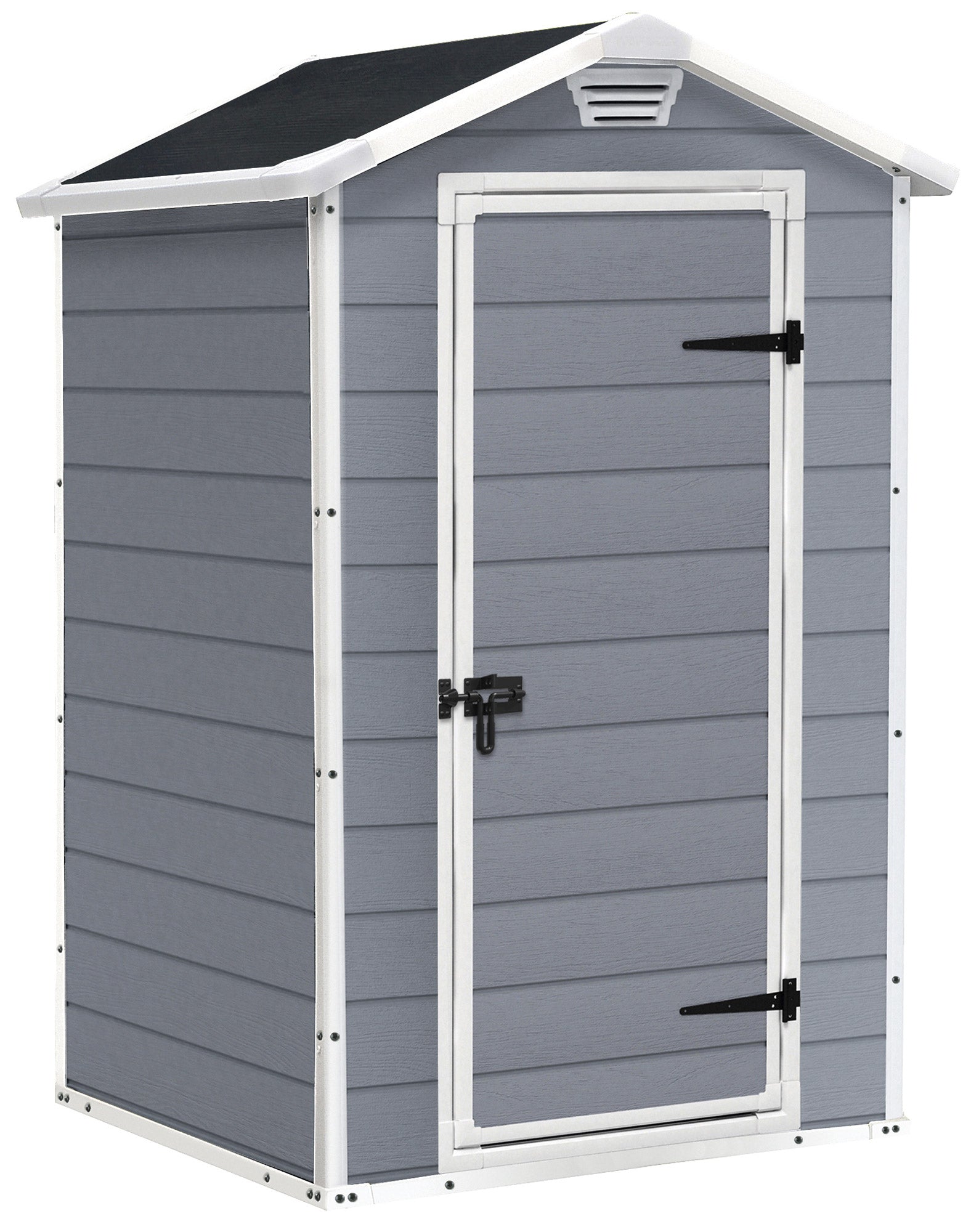 Casetta da Giardino Porta Attrezzi 129x103x196 cmin Resina Effetto Legno Keter Manor 4x3 Grigia