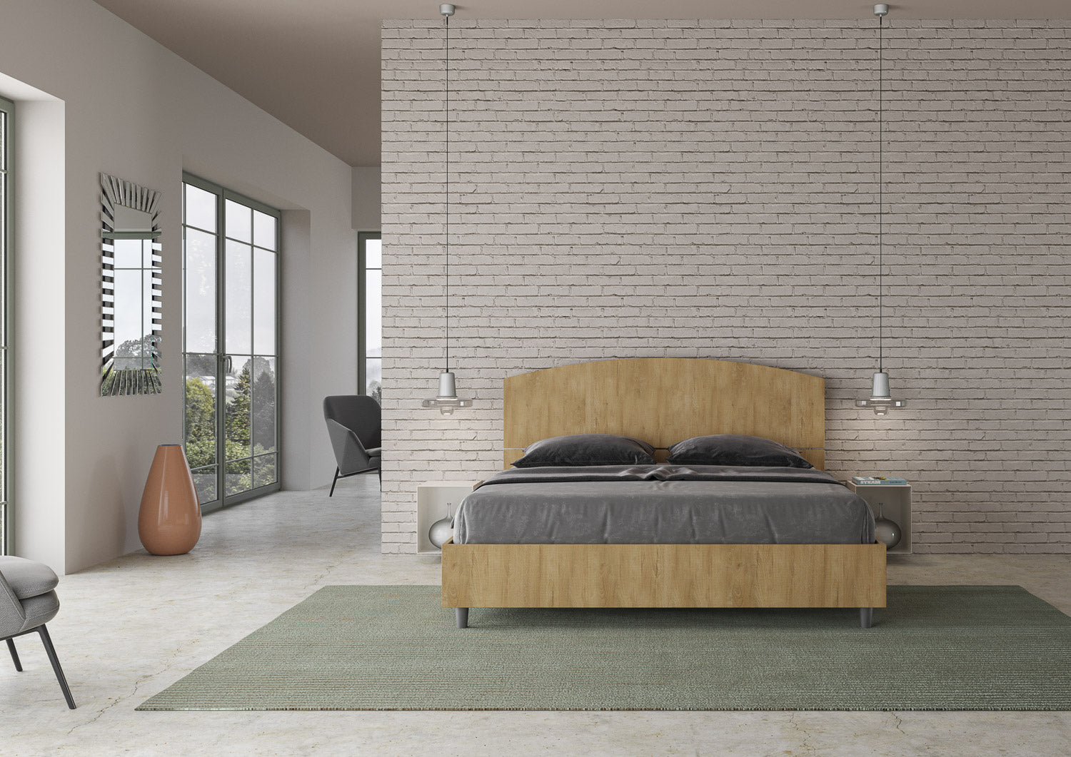 Letto Matrimoniale 160x200 cm Senza Rete Dora Quercia Natura...