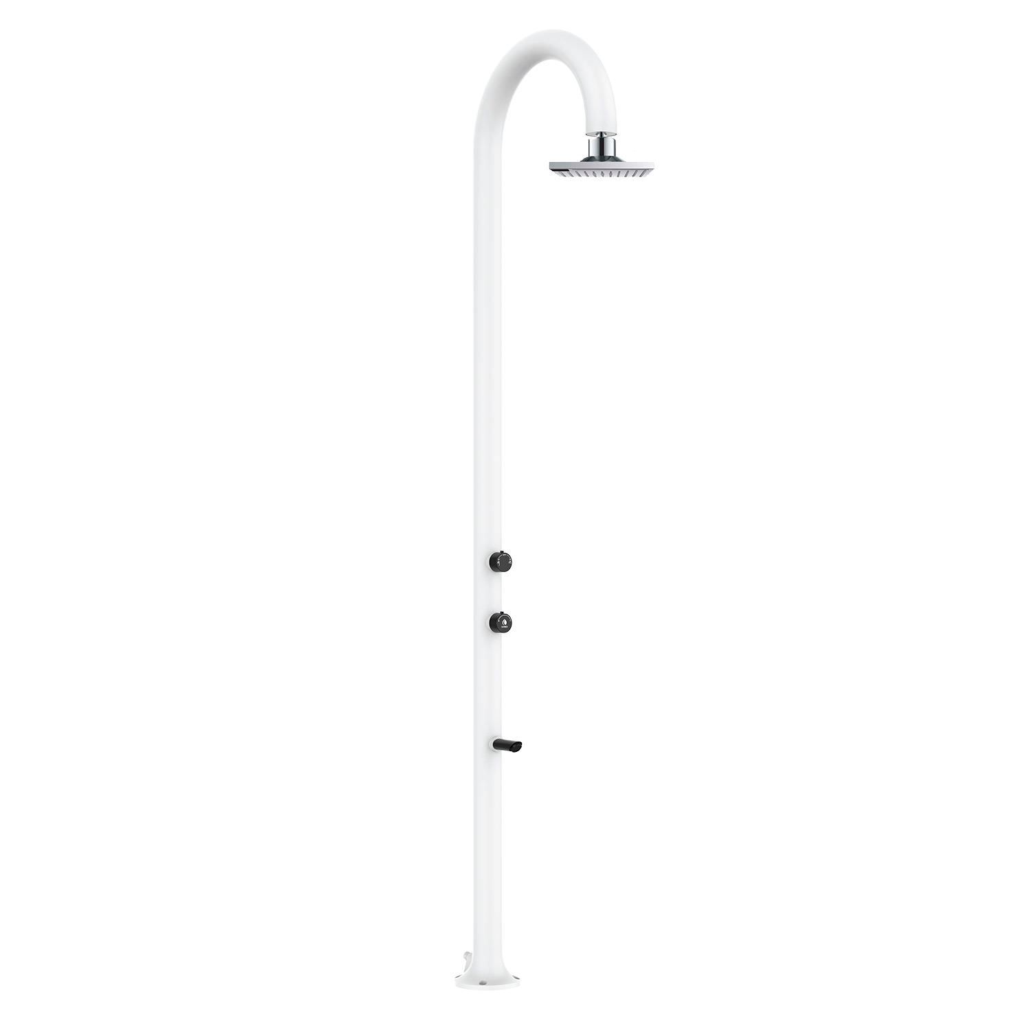 Doccia da Giardino in Alluminio Soffione I-switch Quadrato con Termometro LCD Sined Luna Alu Bianco