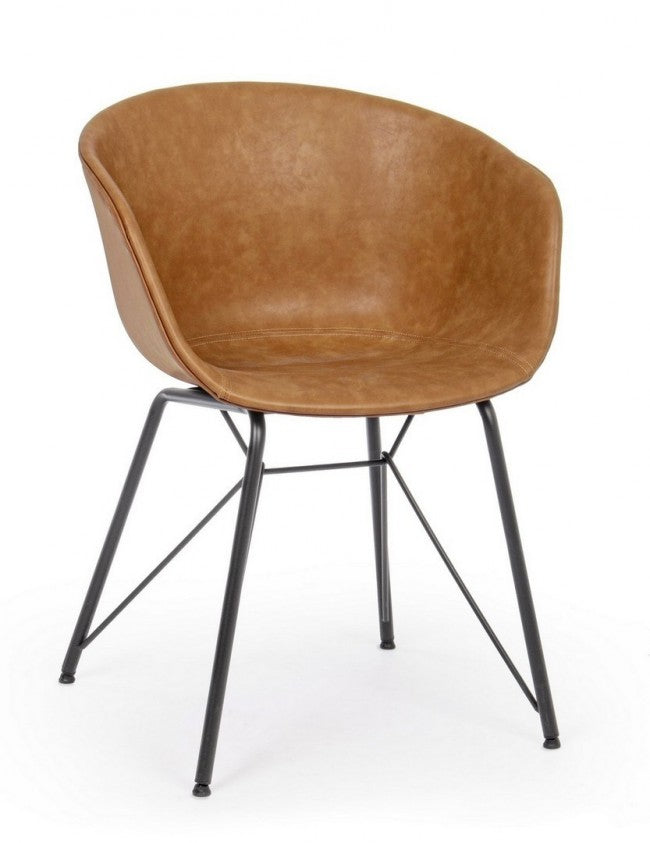 Image of Sedia Warhol Cuoio Vintage in Similpelle Cuoio