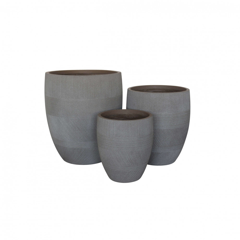 Set di 3 vasi Papavero in Fibra sintetica Taupe