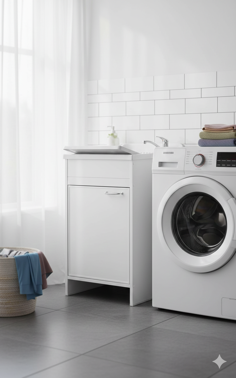 Mobile Lavatoio in PVC 50x50x85 cm 1 Anta Forlani Garden Bianco...