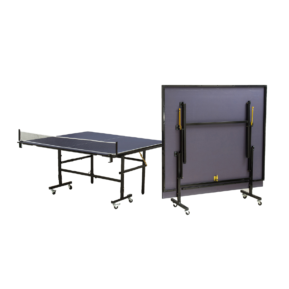 Tavolo da Ping Pong Pieghevole con Tendirete per Interni Blu...