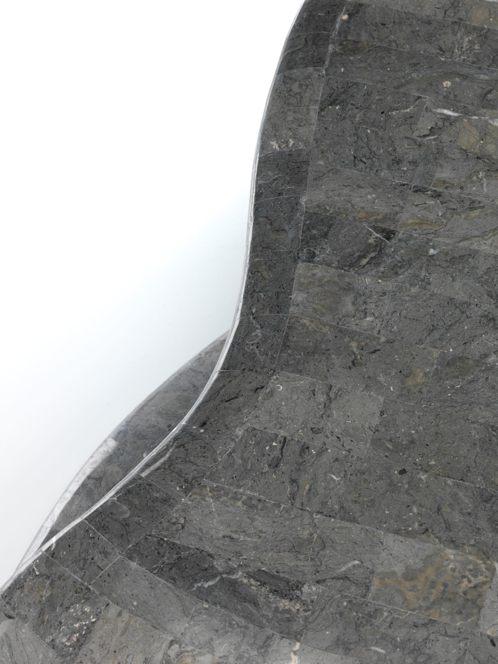Tavolino da Soggiorno 123x60x34 cm in Pietra Fossile Scarf Grigio...