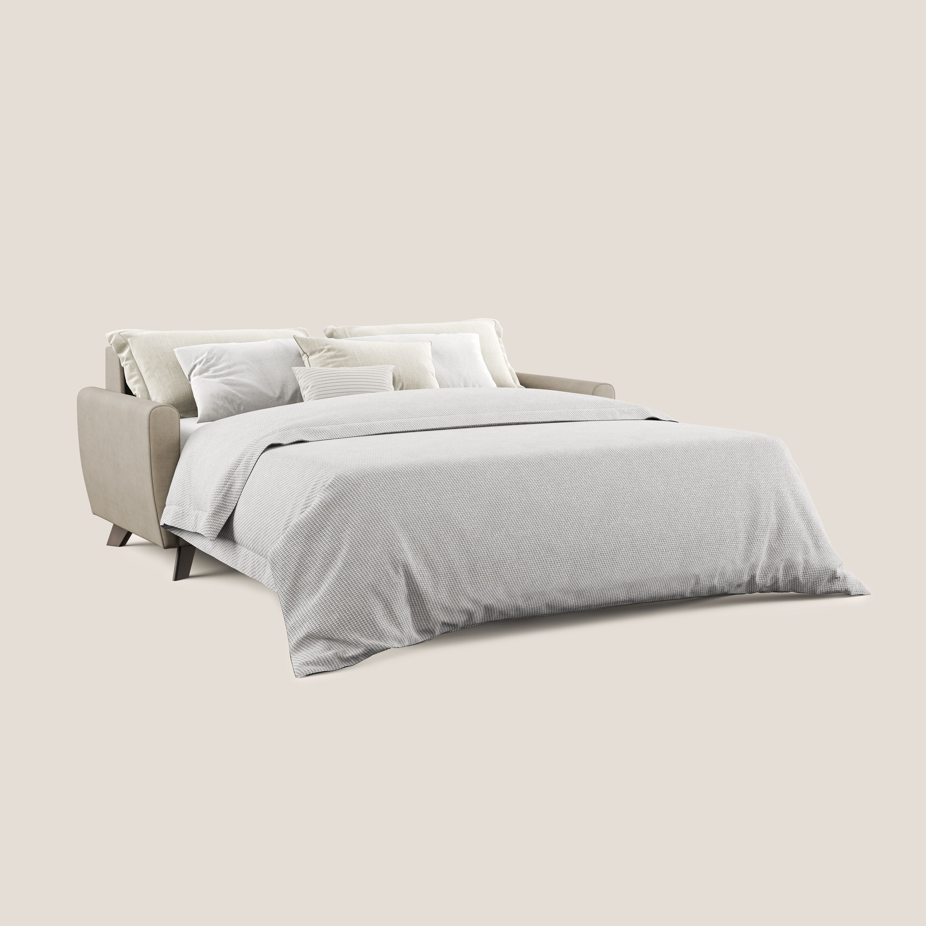 Divano Letto 3 Posti 208x97x96 cm in Tessuto Beige