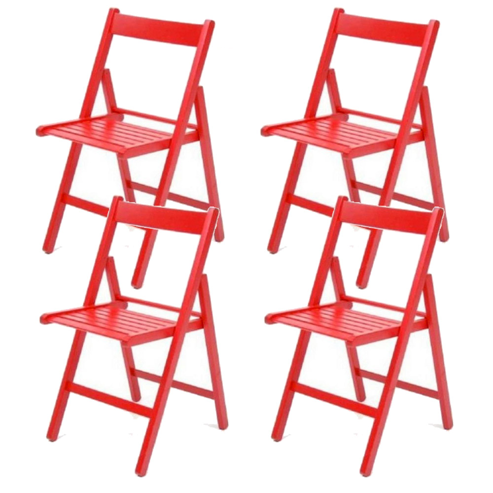 Image of Set 4 Sedie pieghevoli 42,5x47,5x79 cm Penelope in legno rossa