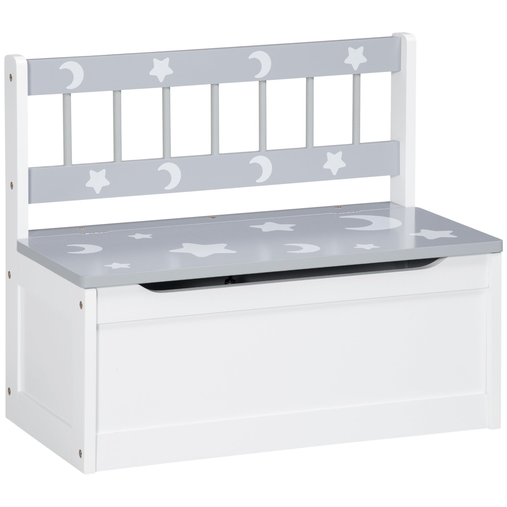 Panca Contenitore Per Bambini Relaxdays - Con 3 Cestini, Imbottita, Bianco-grigio, Per Cameretta