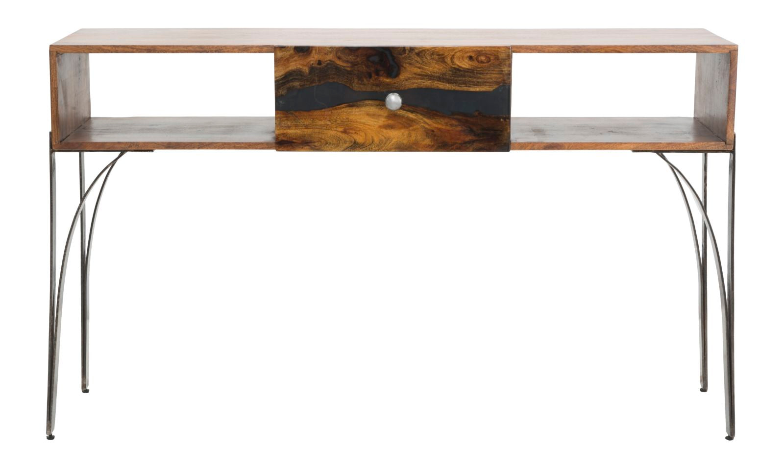 Console Mustang 130x40x80 cm in Legno di Acacia e in Ferro Marrone e Grigio...
