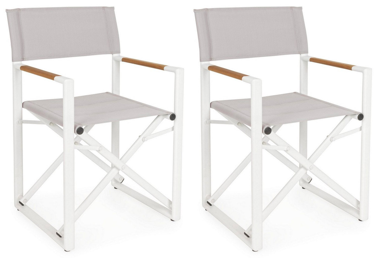 Image of Set 2 Sedie Pieghevoli da Regista 51x54x86 cm in Alluminio Lagun Bianca