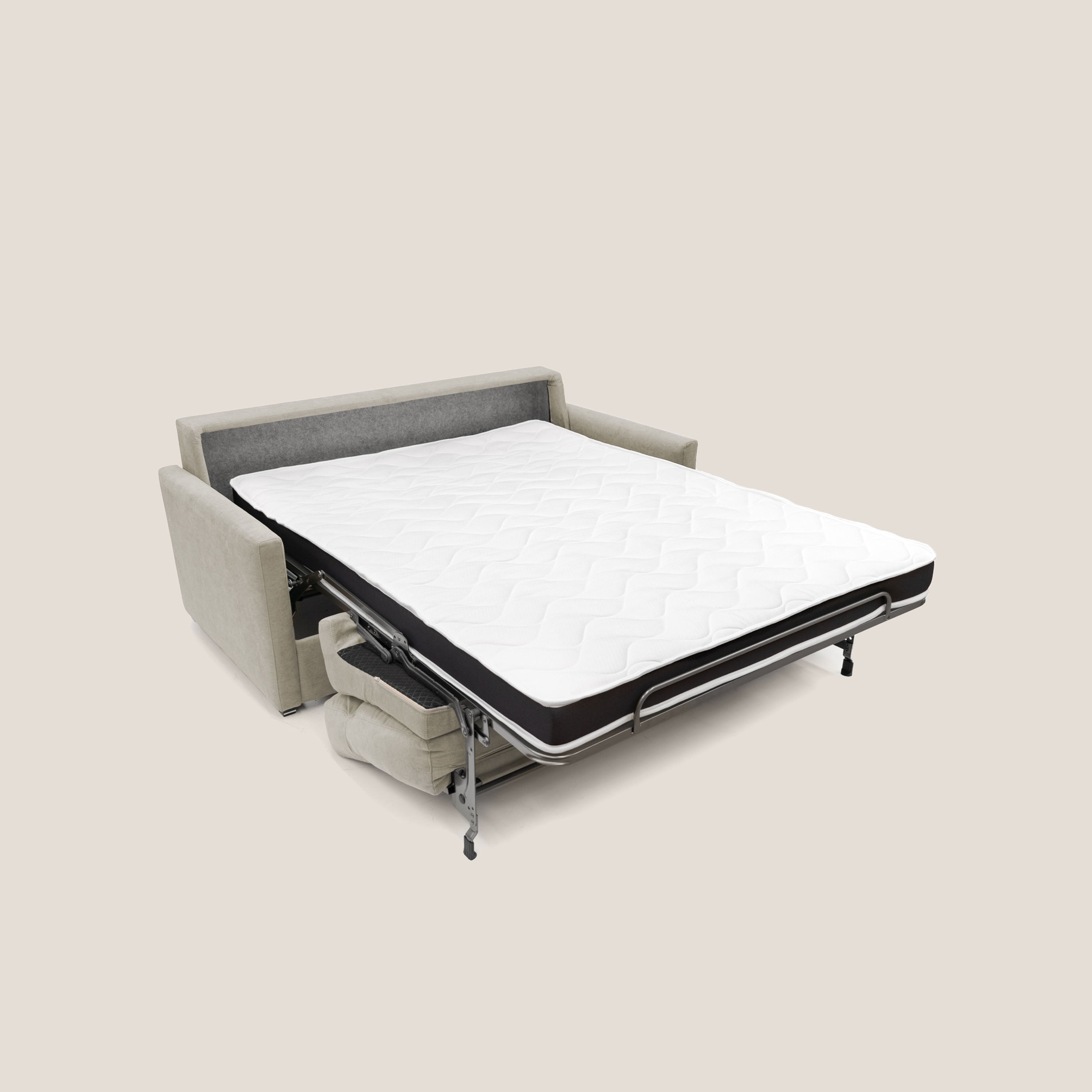 Divano Letto 3 Posti 196x102x97 cm in Tessuto Beige
