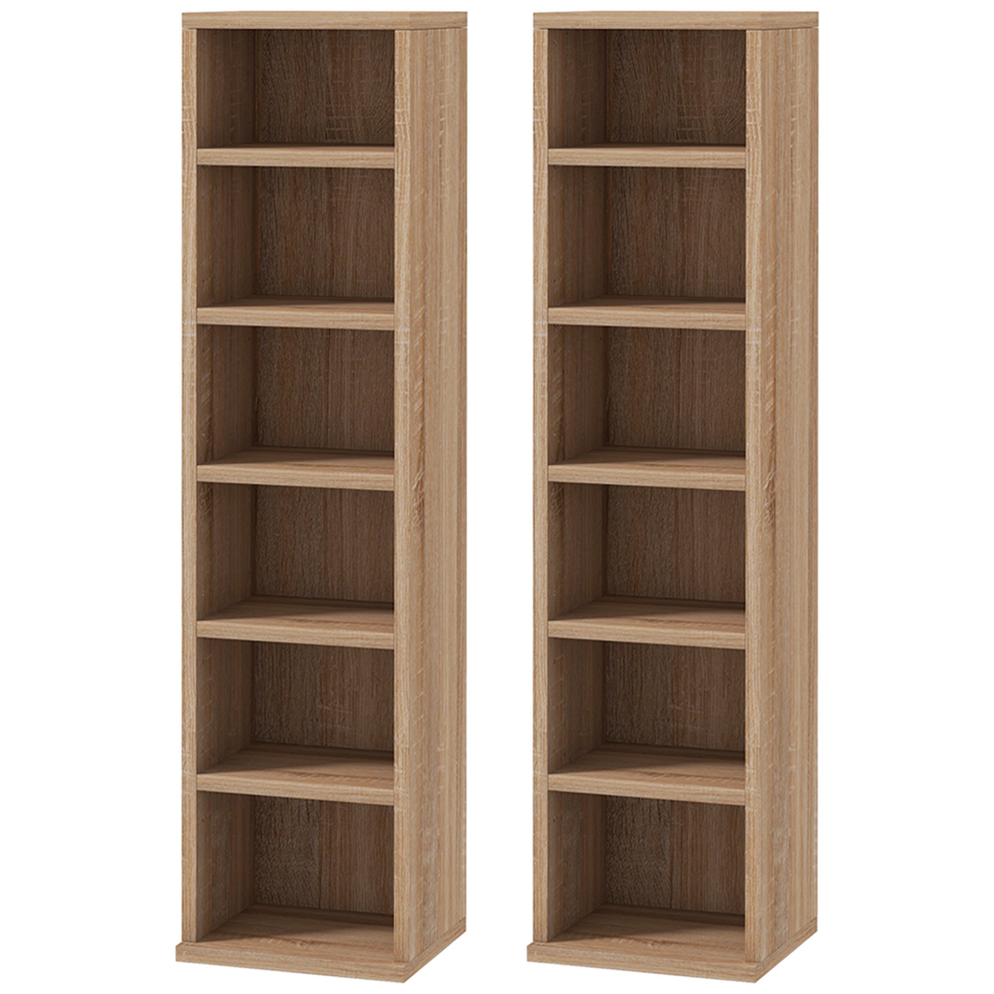 Set 2 Pezzi Mobile Libreria Porta CD 21x22.5x88,5 cm Colore Legno