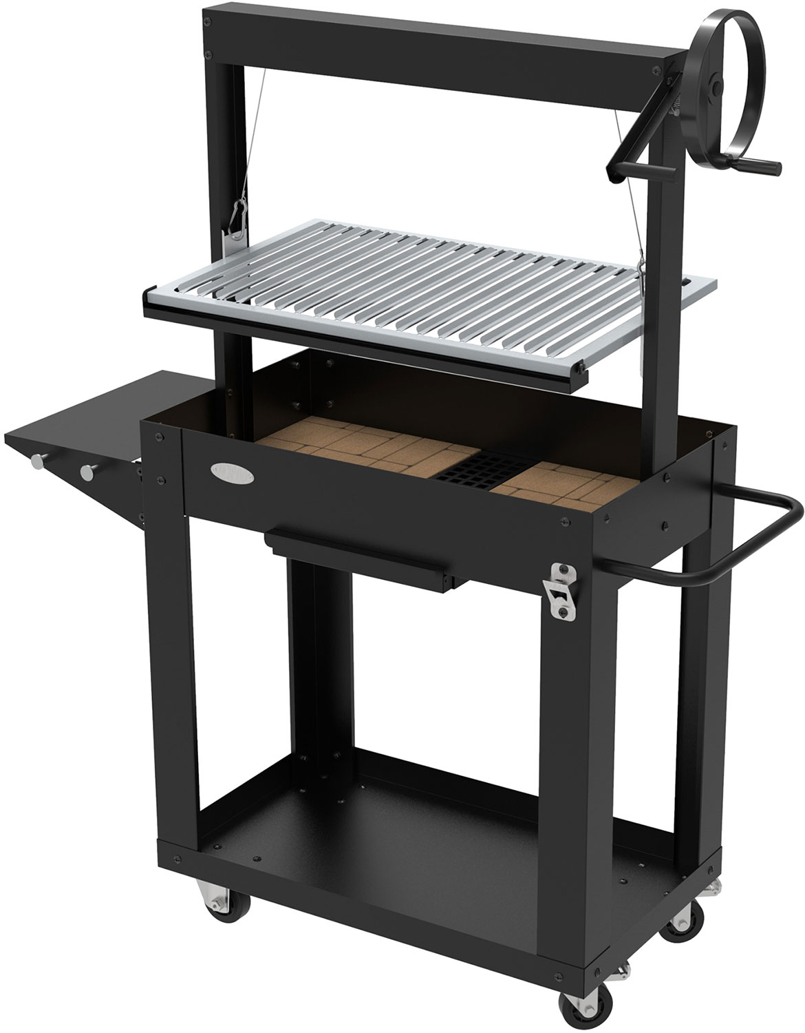 Barbecue a Legna e Carbone 80x46,5x21 cm BBQ Argentino in Acciaio Santa Maria Nero