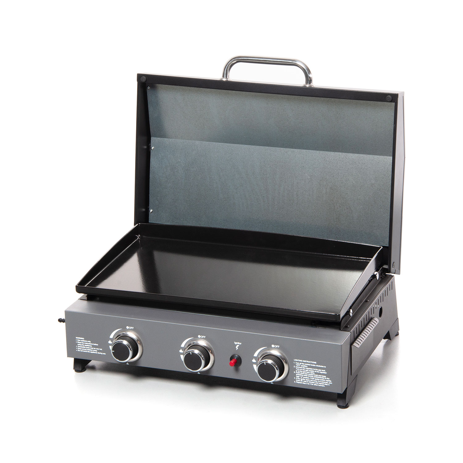 Piastra di Cottura Plancha a Gas 67x50x25 cm Piastra in Acciaio Porcellanato 7,5 kW con Coperchio in Acciaio...